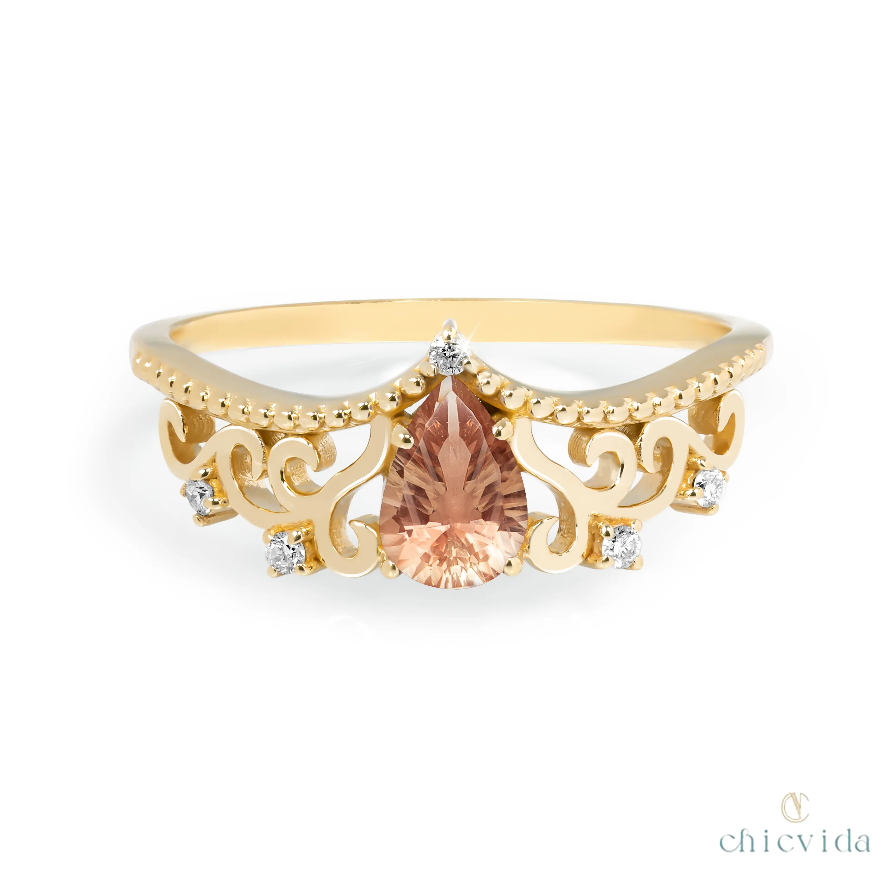 Diadem Pear Ring