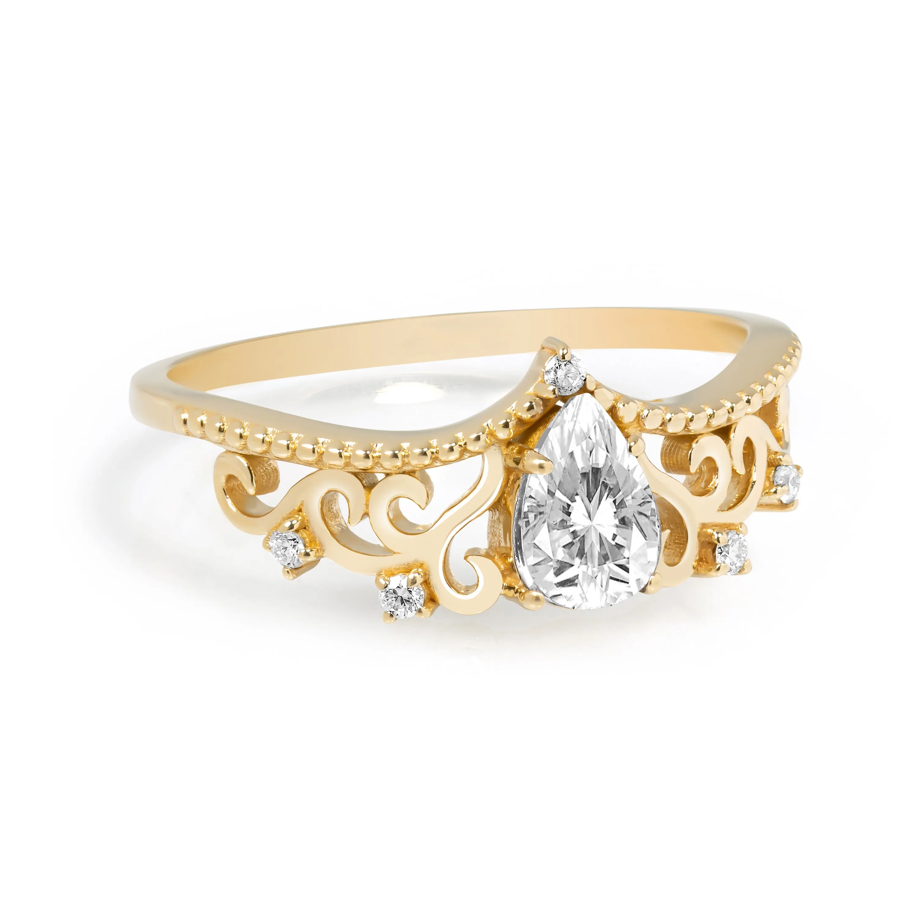 Diadem Pear Ring