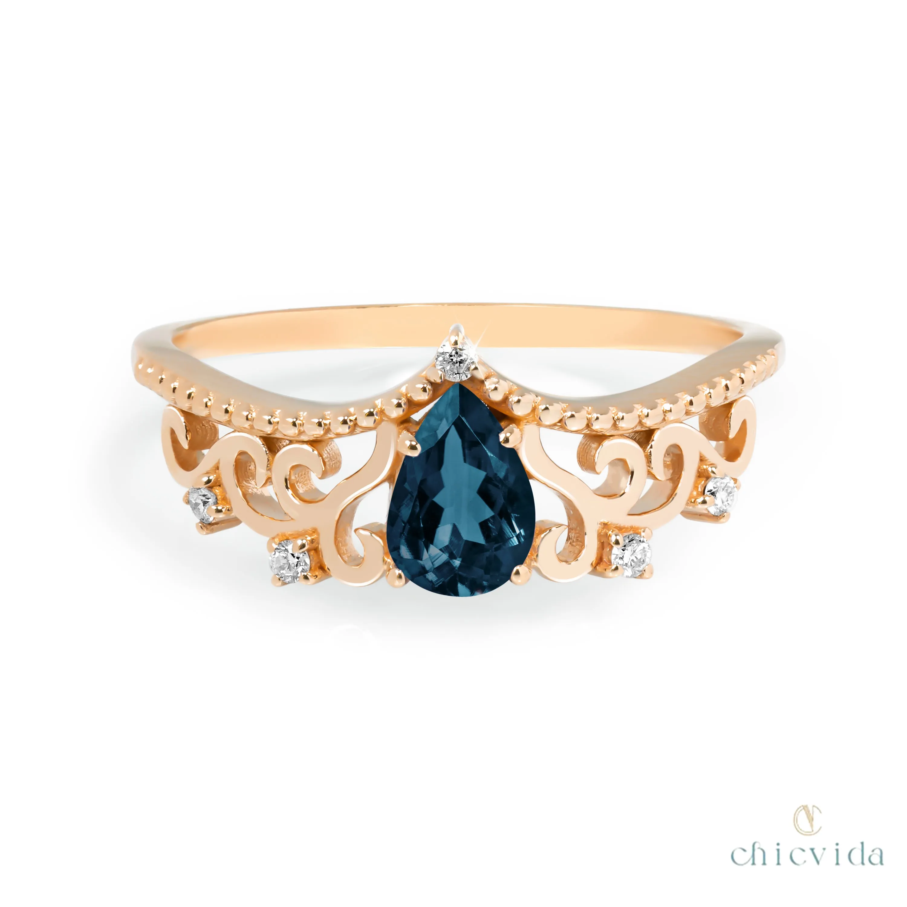 Diadem Pear Ring