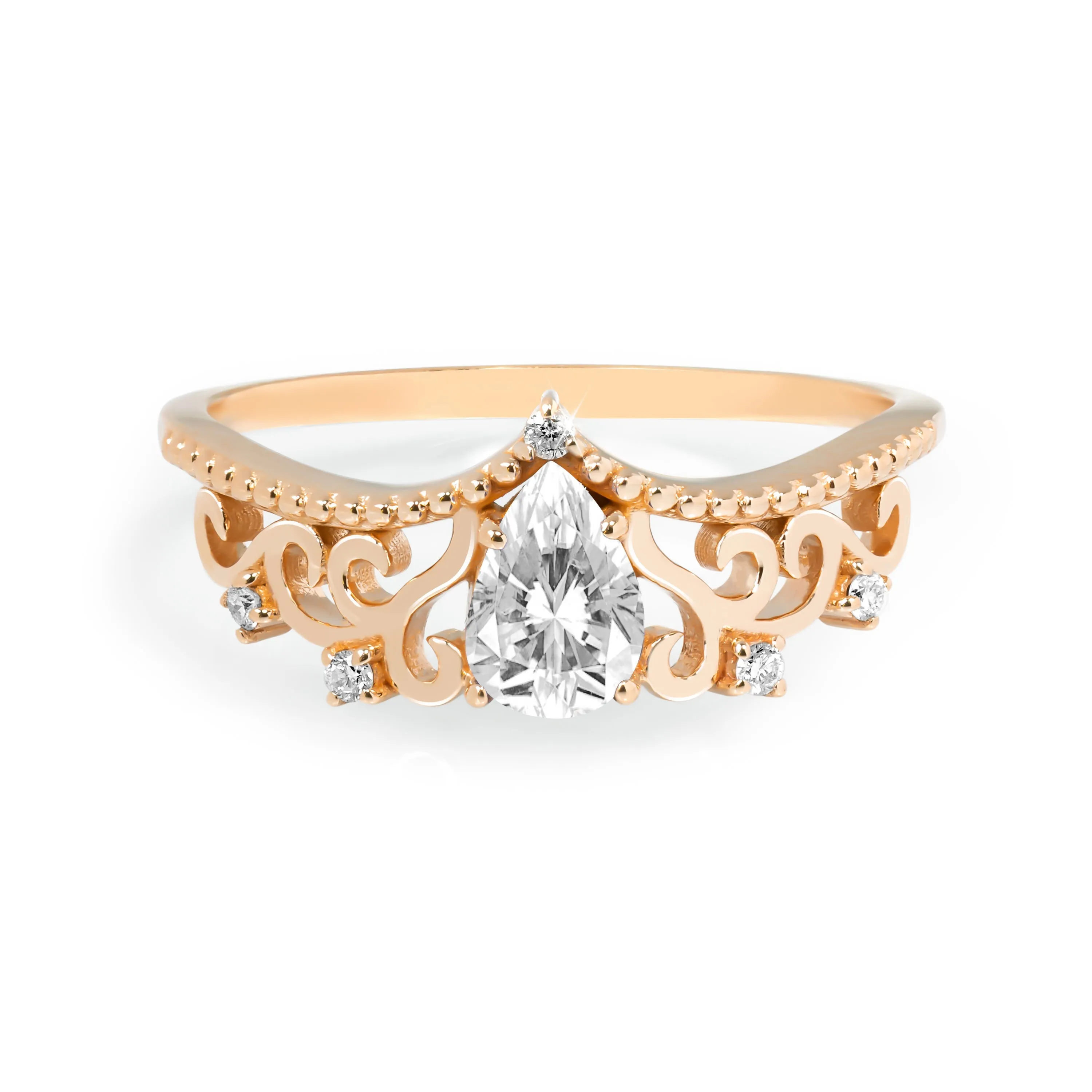 Diadem Pear Ring