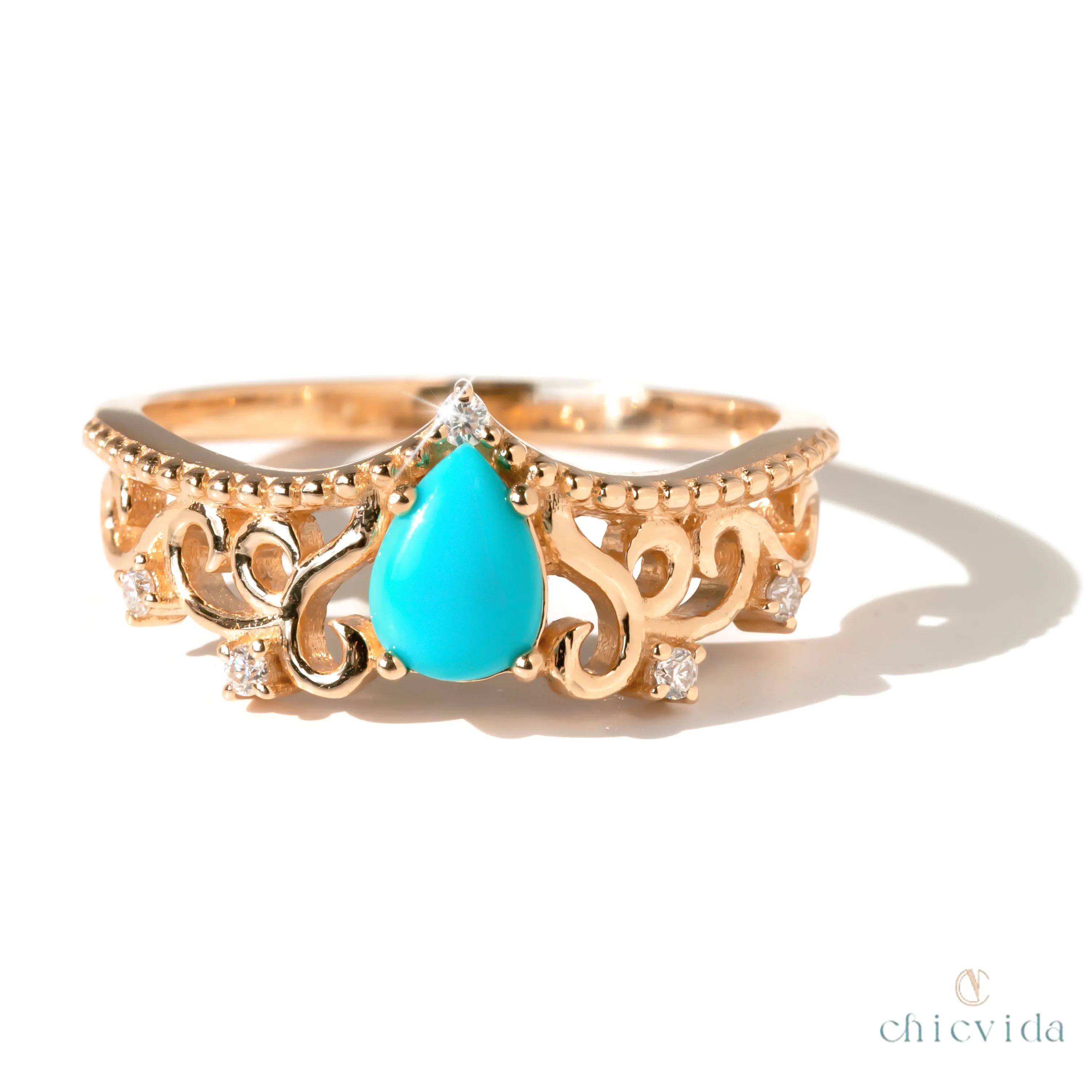 Diadem Pear Ring