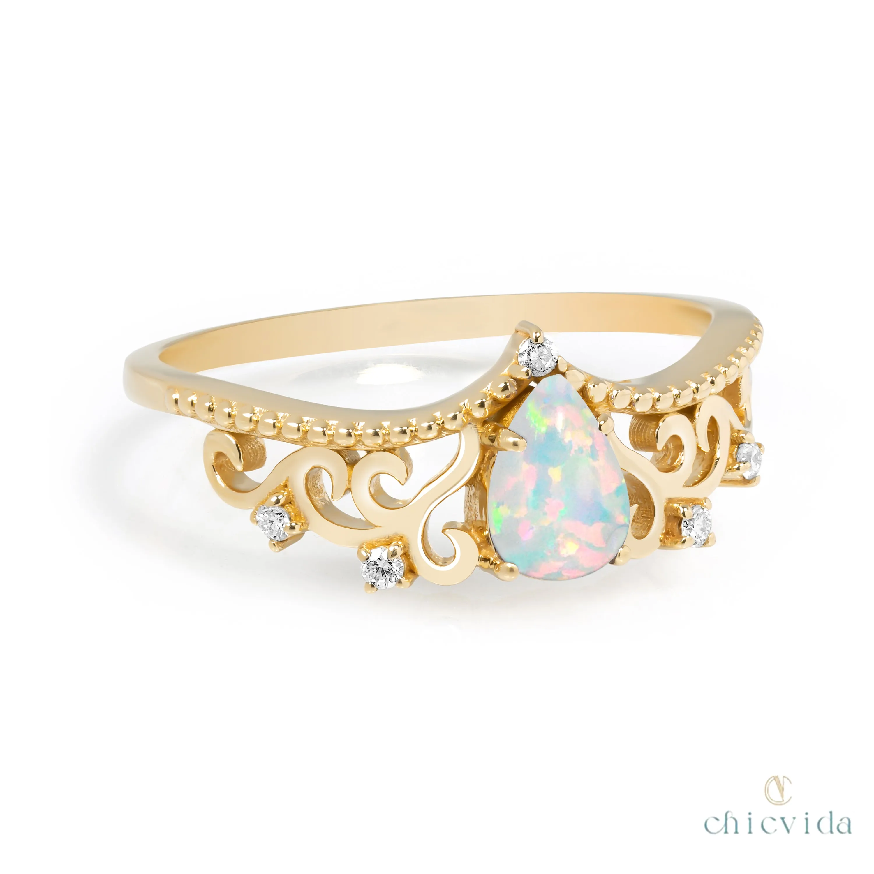 Diadem Pear Ring
