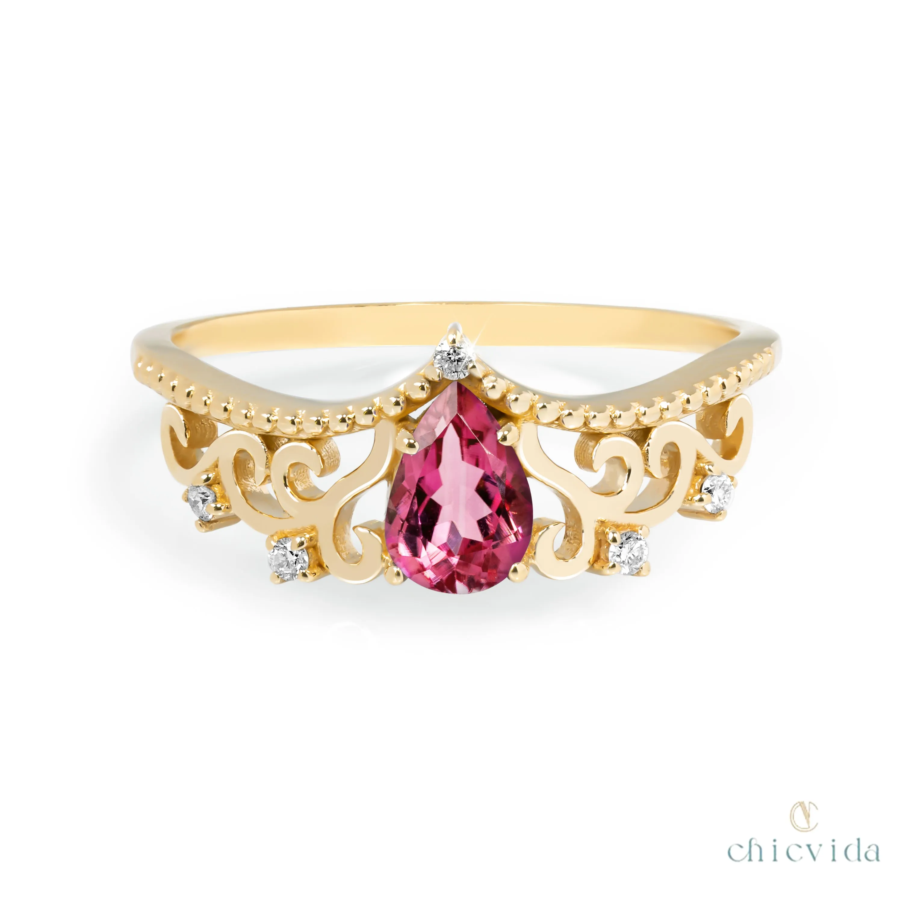 Diadem Pear Ring