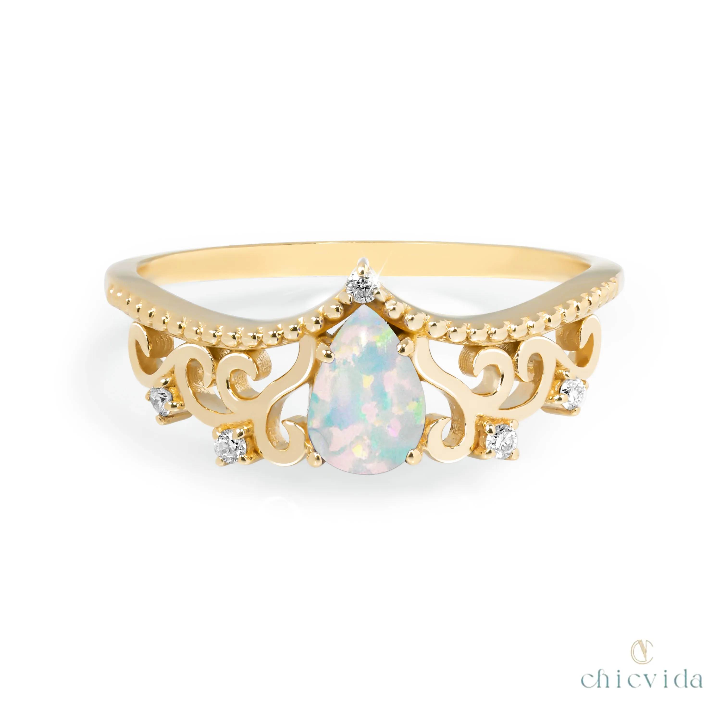 Diadem Pear Ring