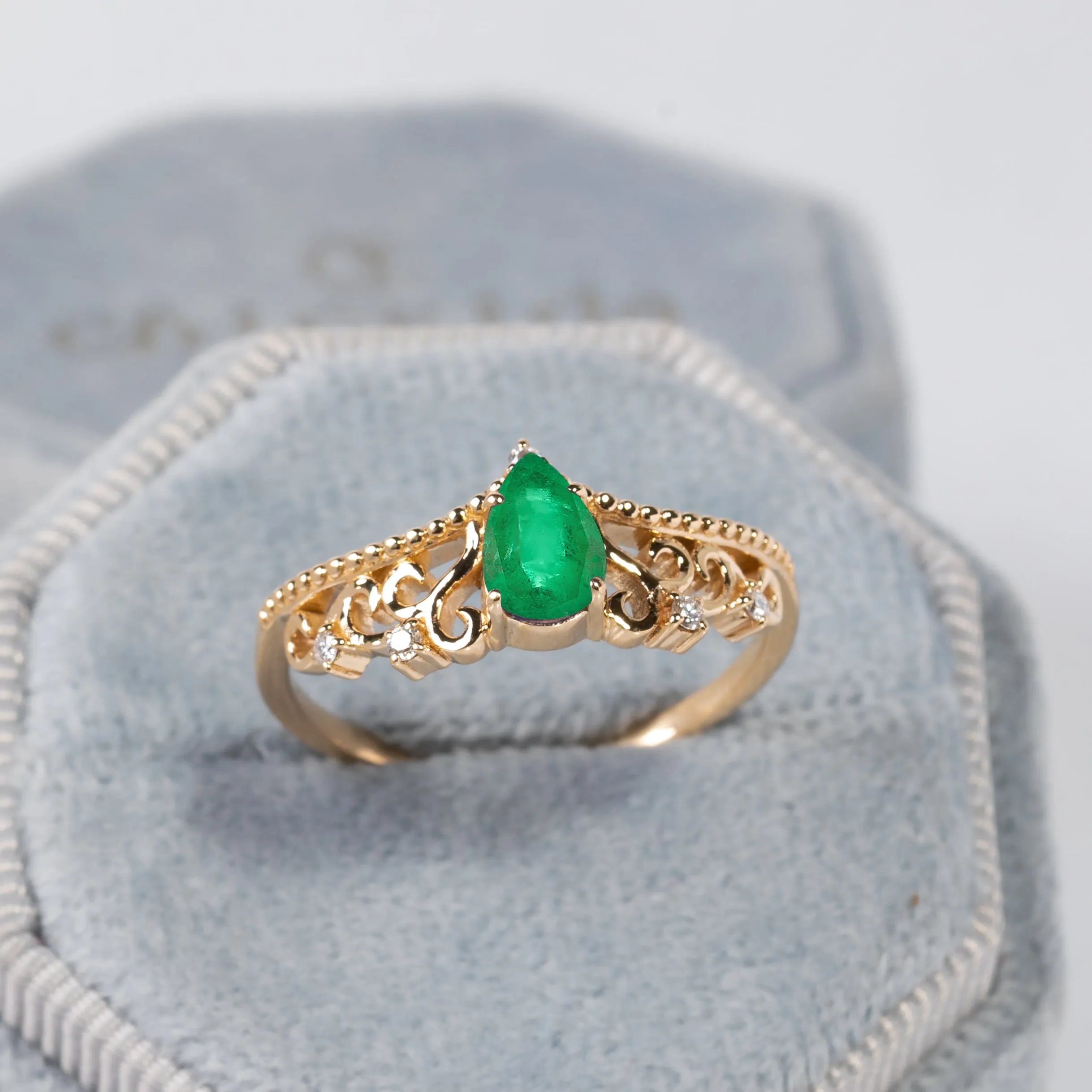 Diadem Pear Ring