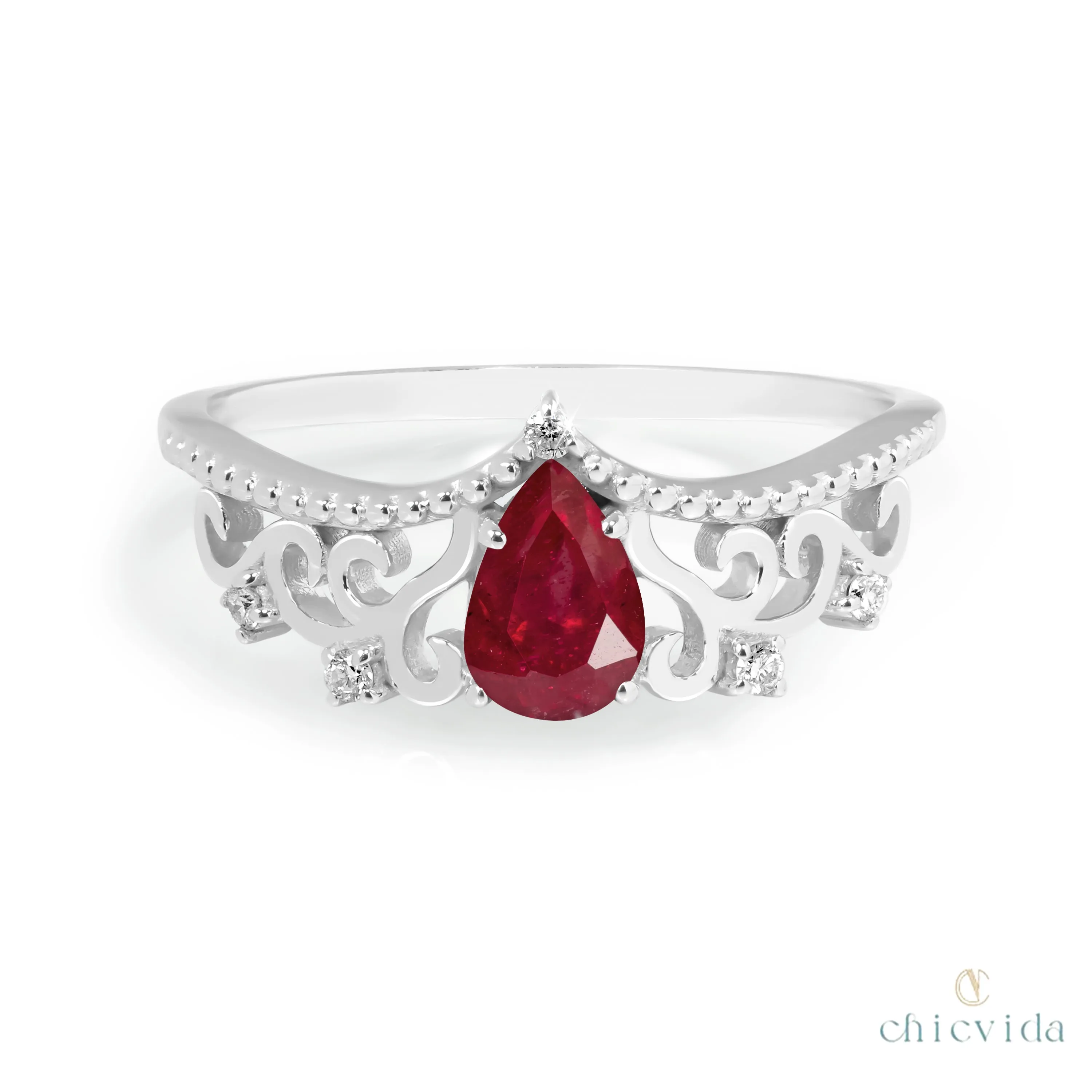 Diadem Pear Ring