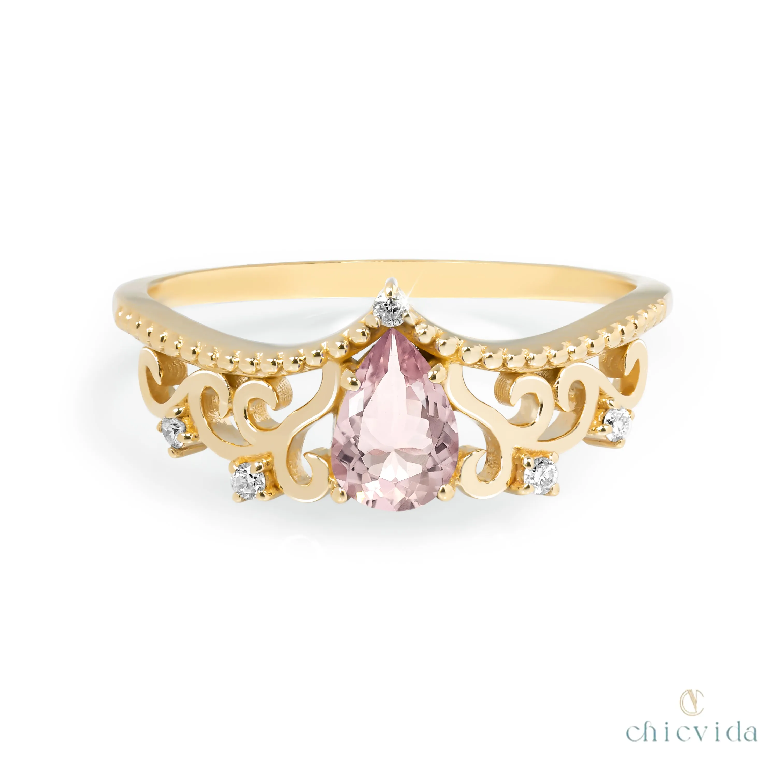 Diadem Pear Ring