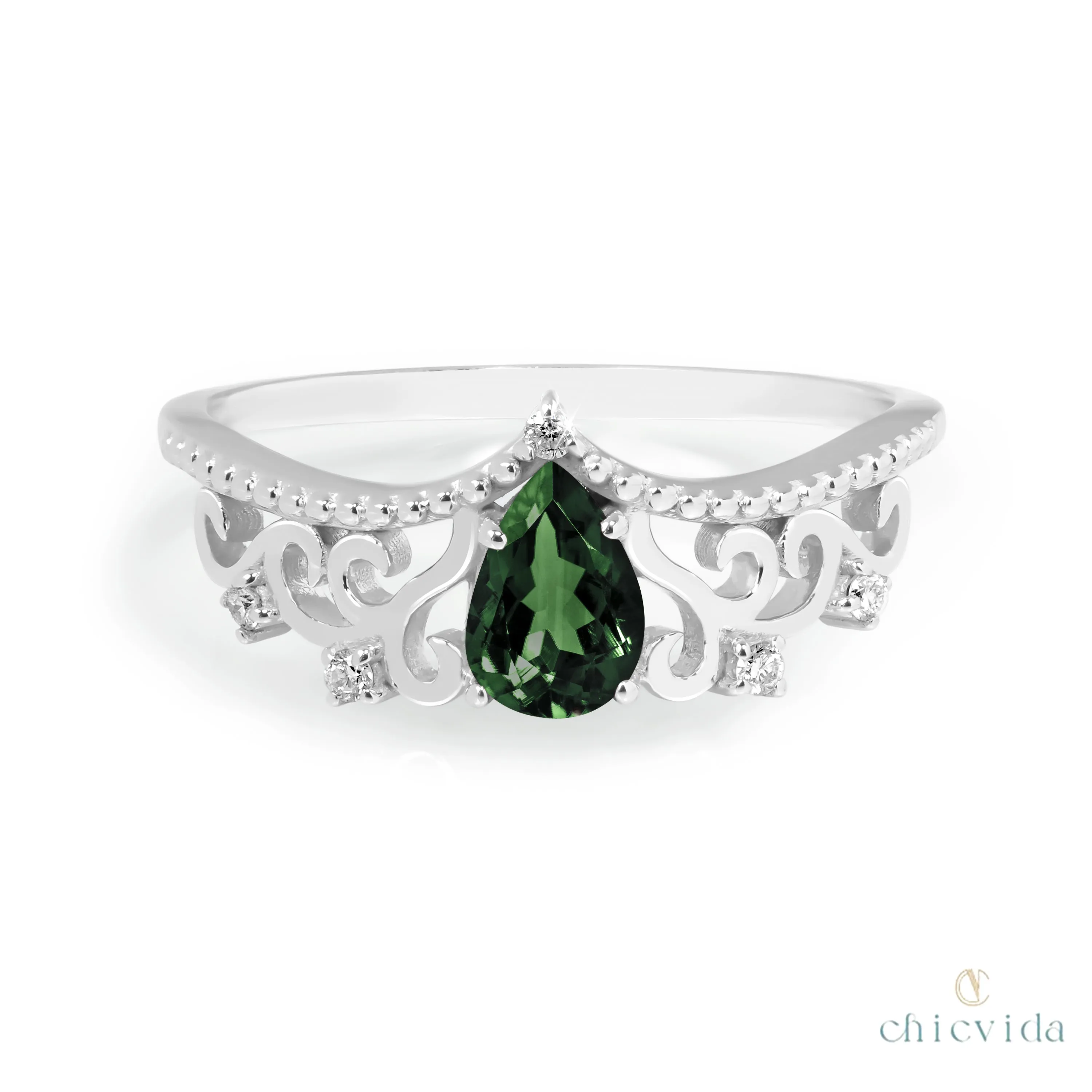 Diadem Pear Ring