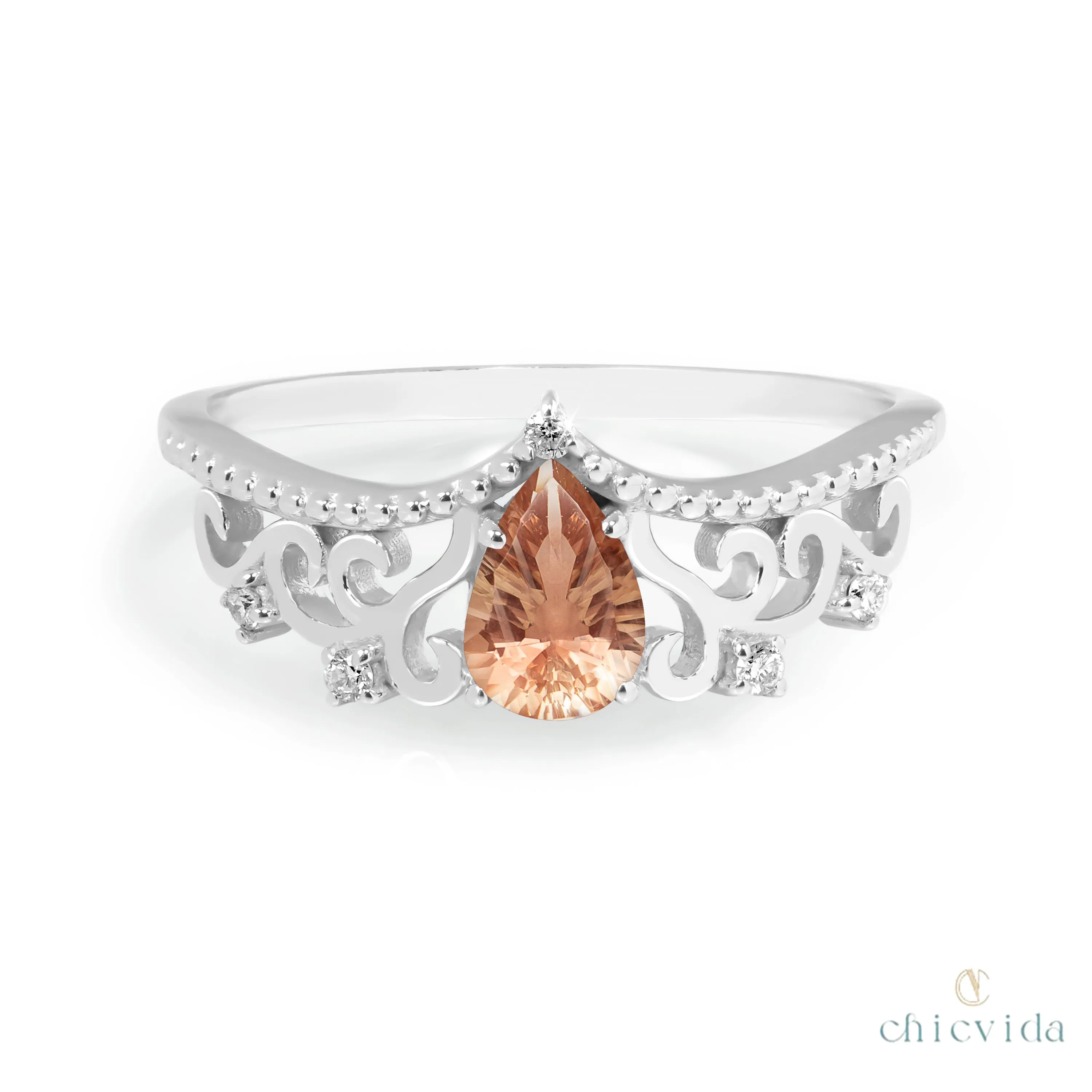Diadem Pear Ring