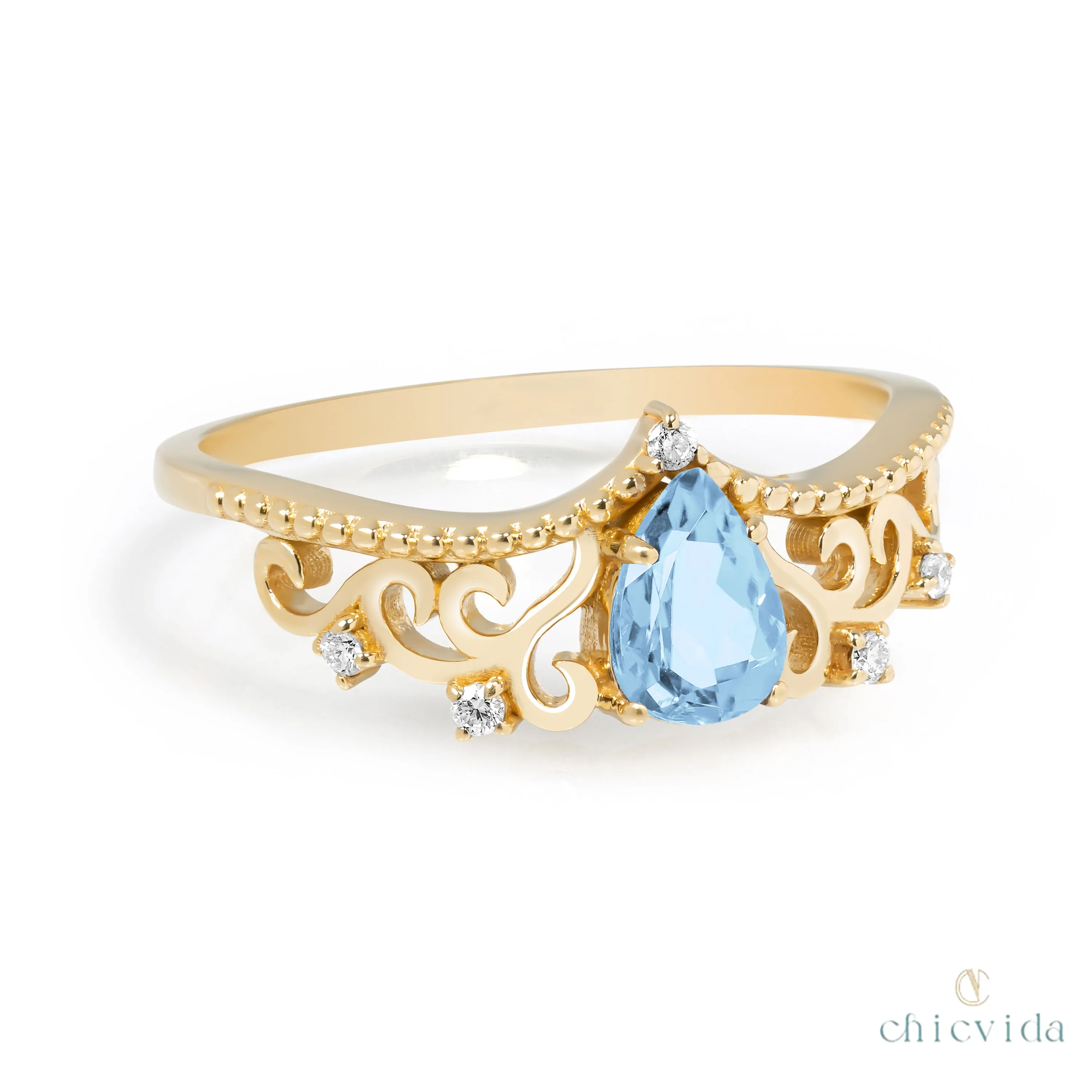Diadem Pear Ring