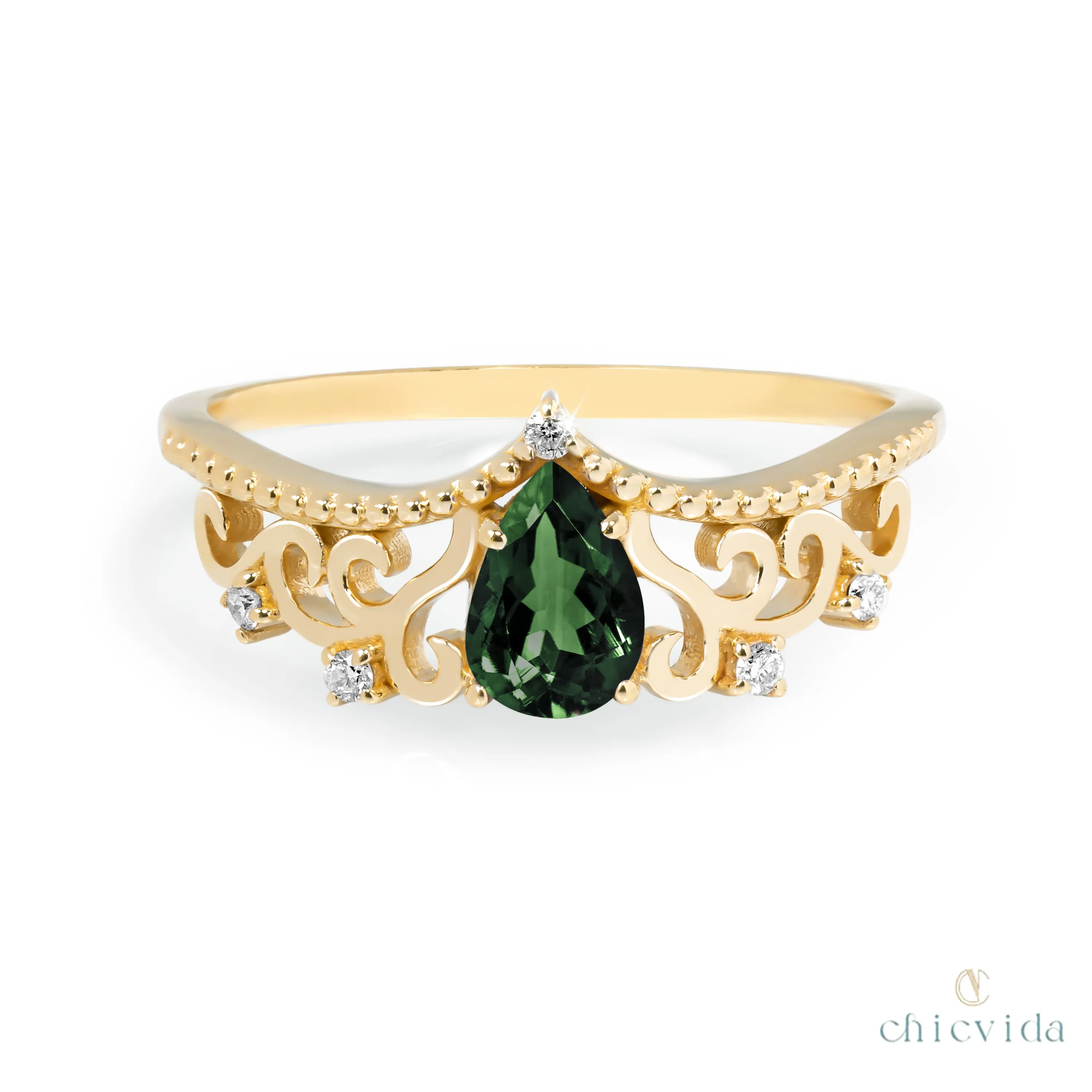 Diadem Pear Ring