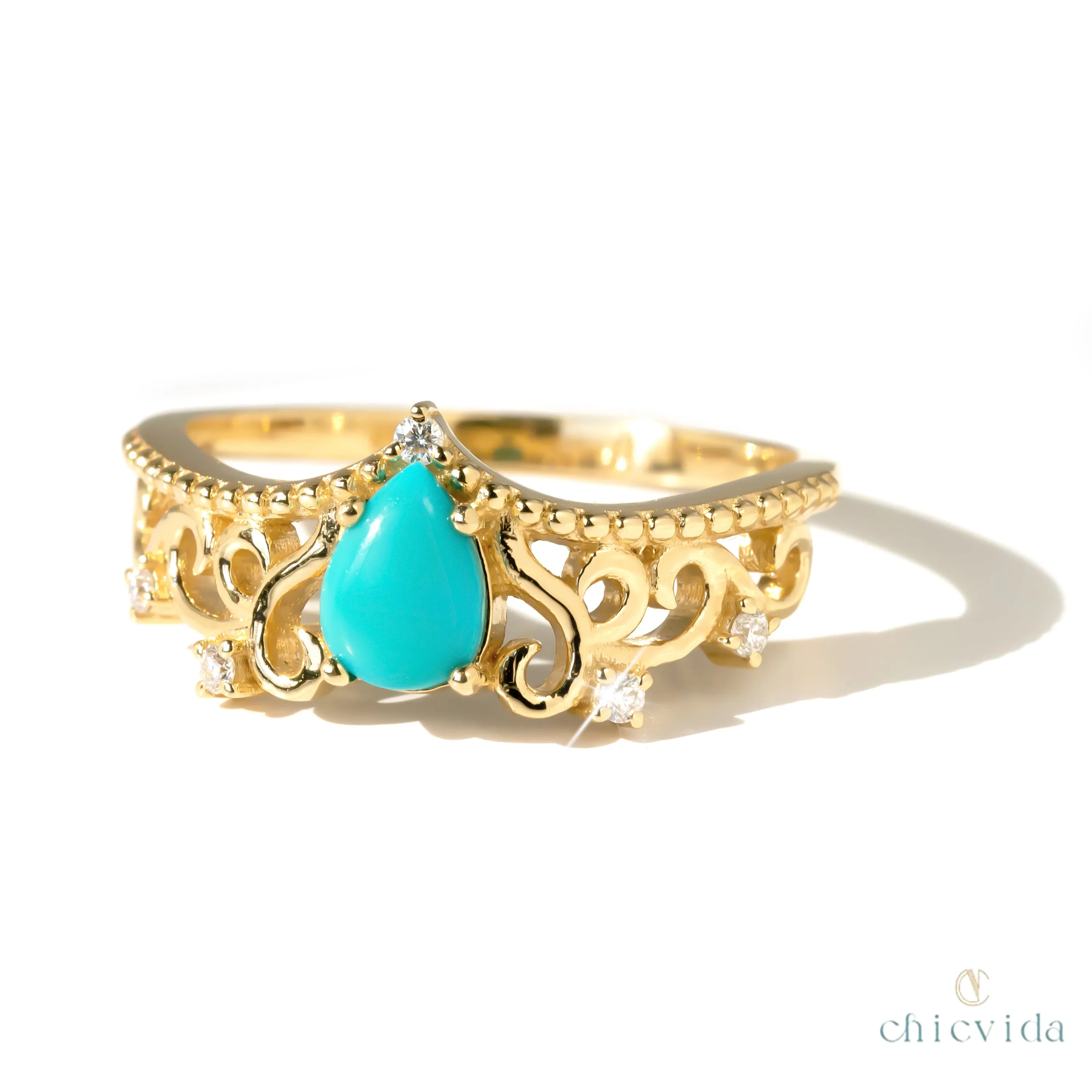 Diadem Pear Ring