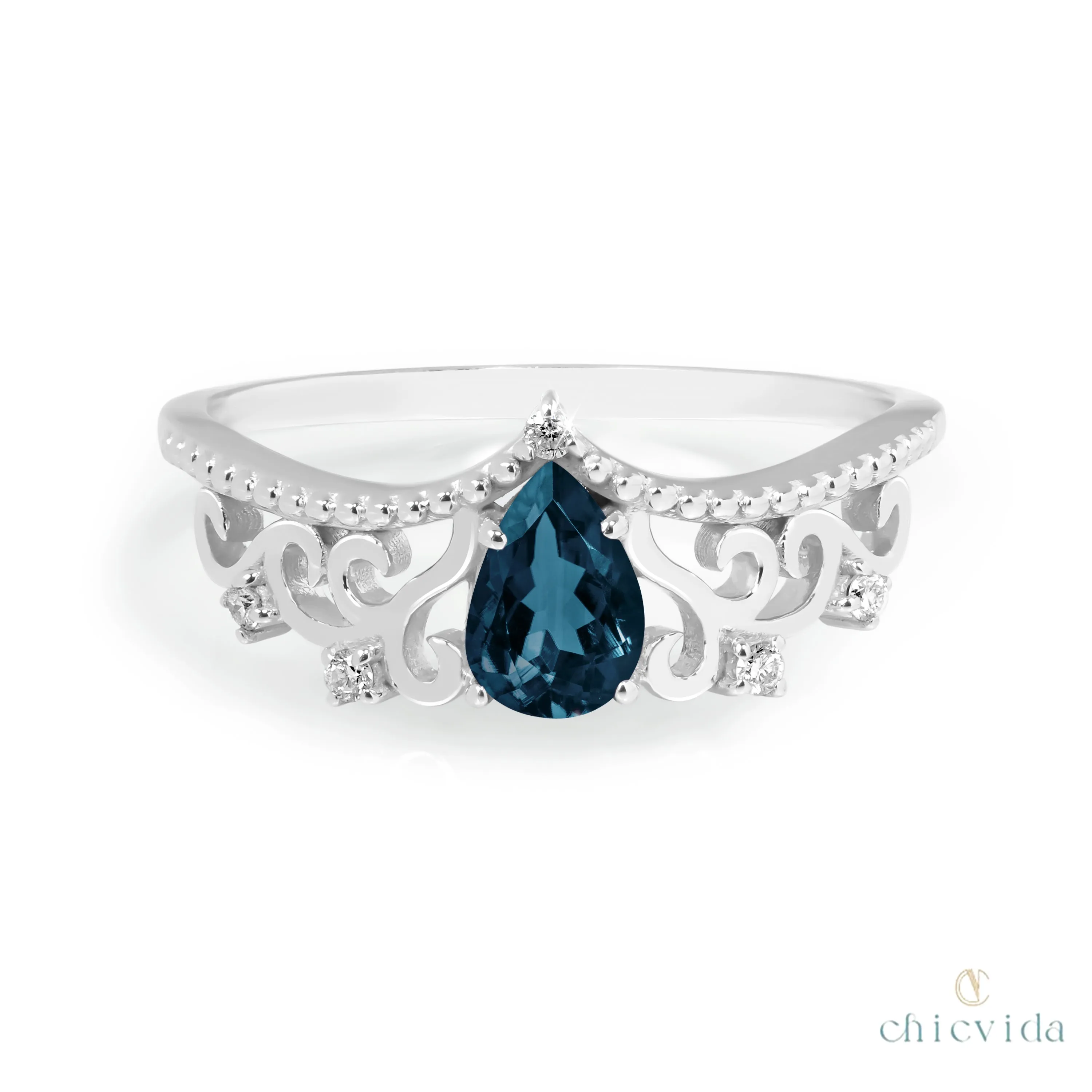 Diadem Pear Ring
