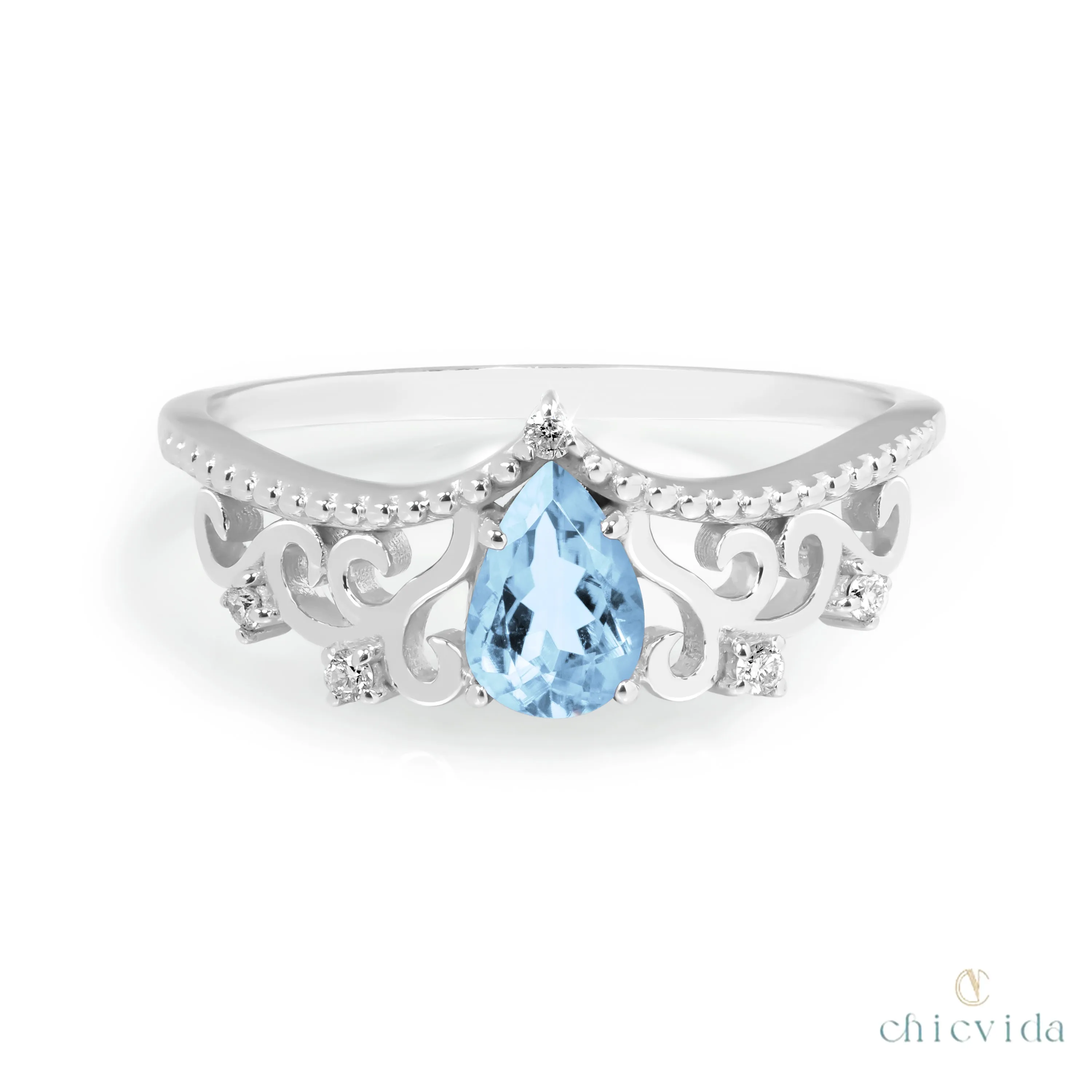 Diadem Pear Ring