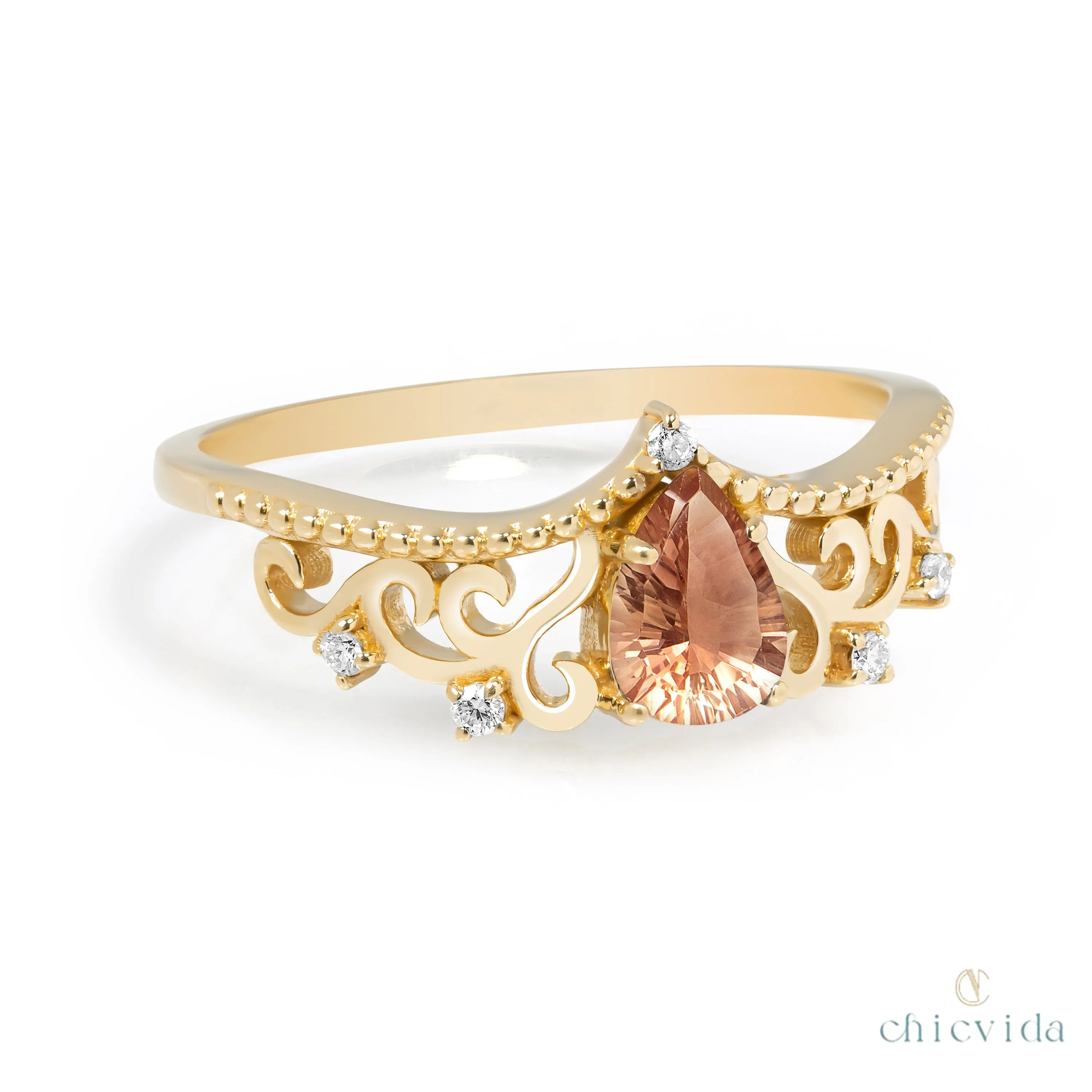 Diadem Pear Ring