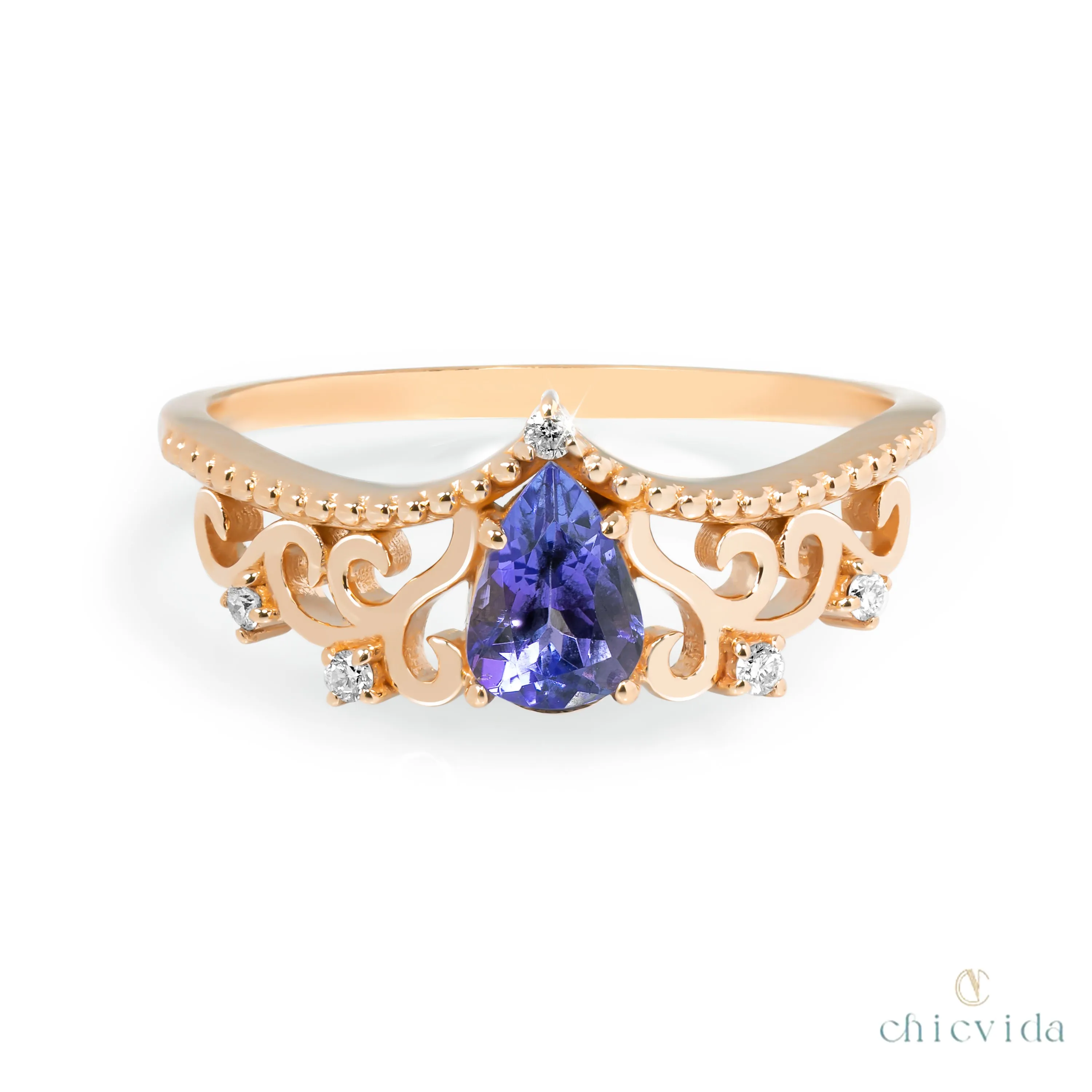 Diadem Pear Ring