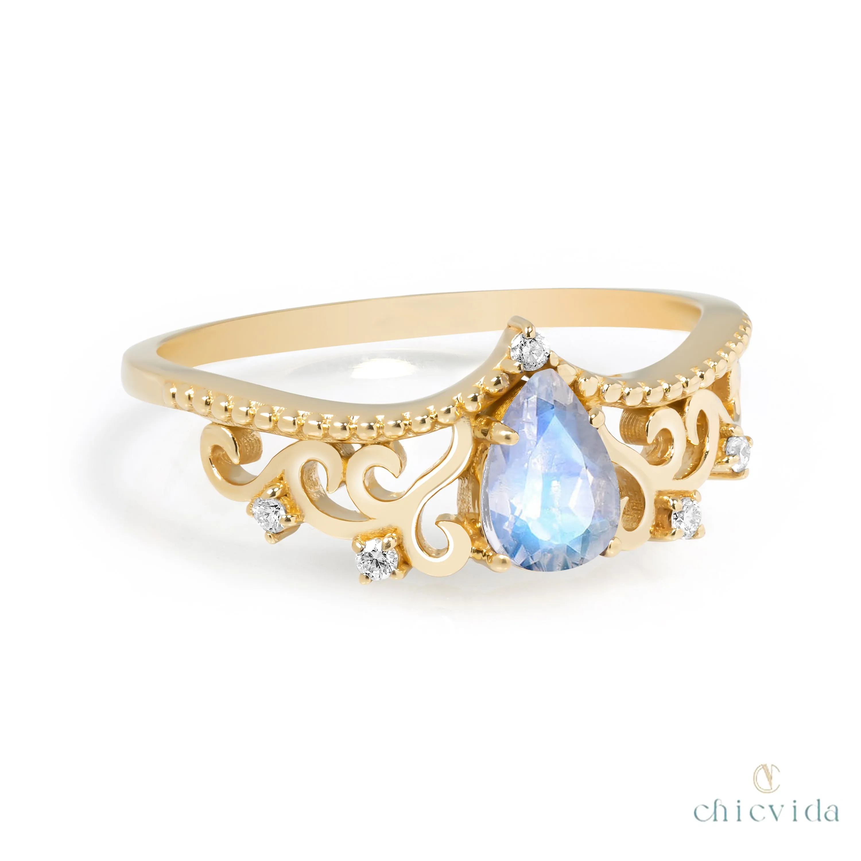 Diadem Pear Ring