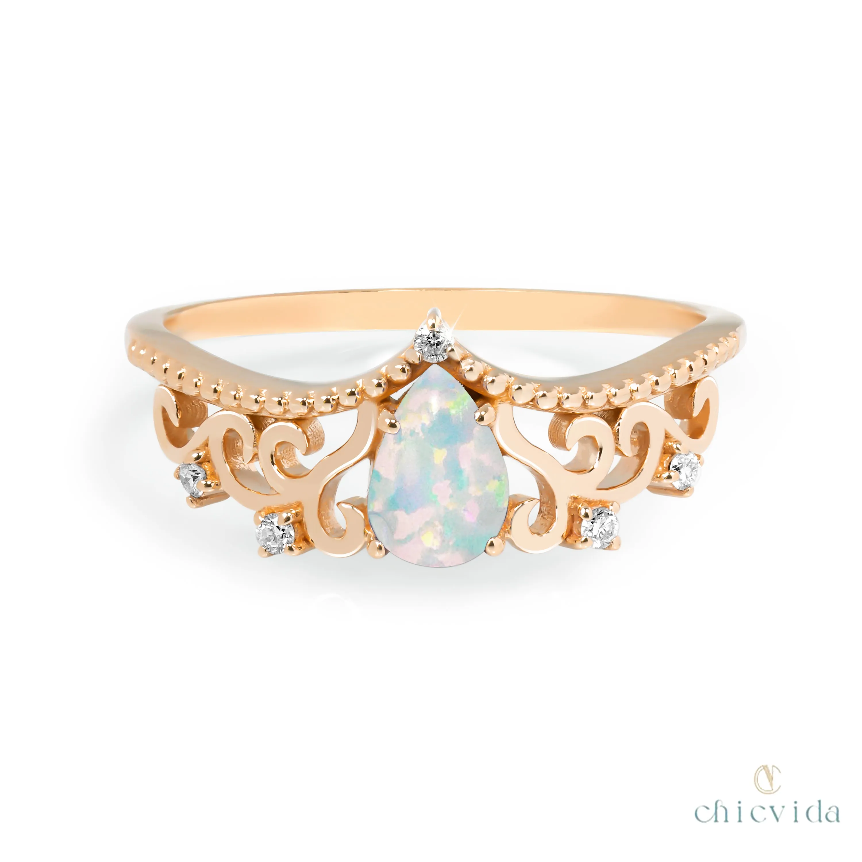 Diadem Pear Ring