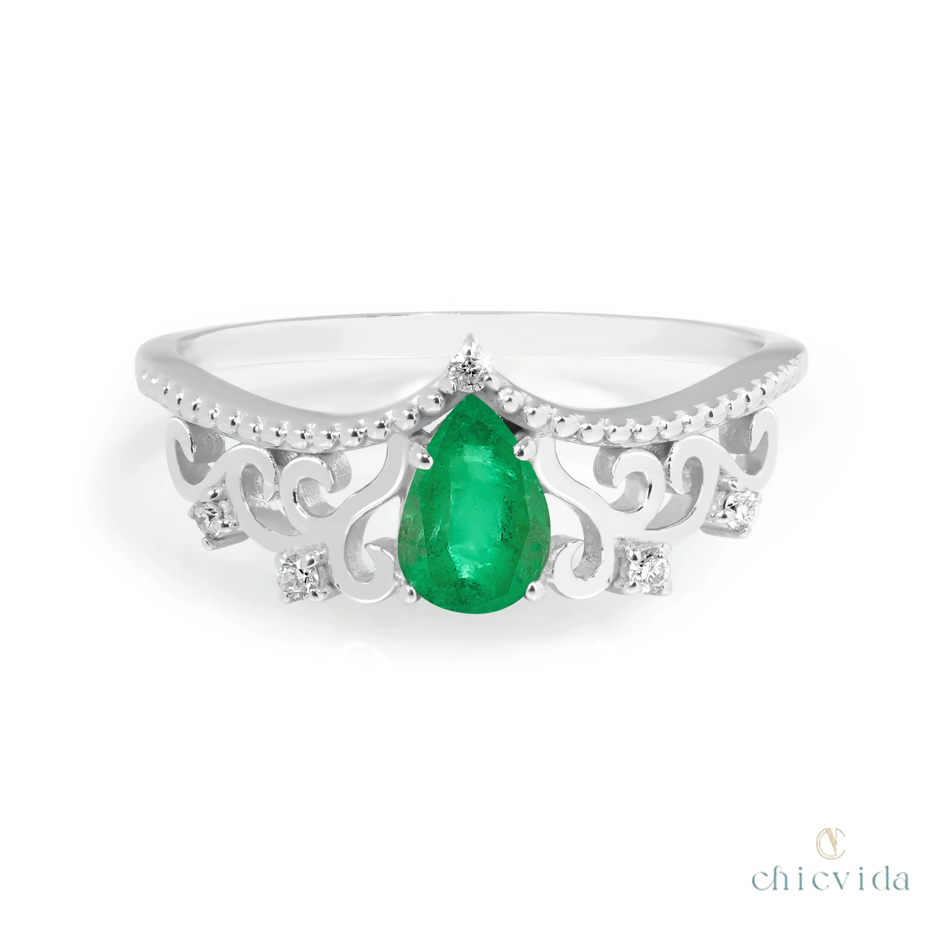 Diadem Pear Ring