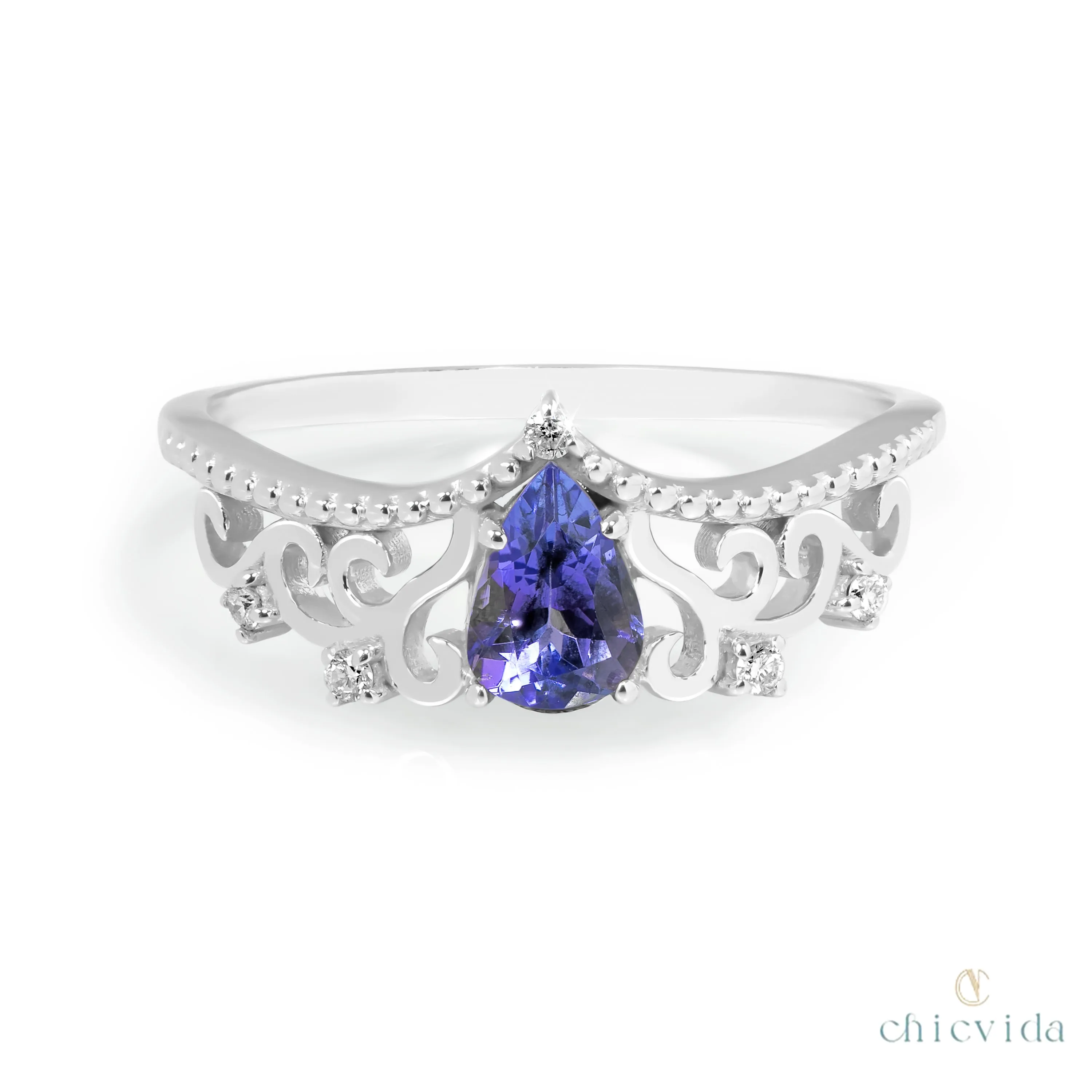 Diadem Pear Ring