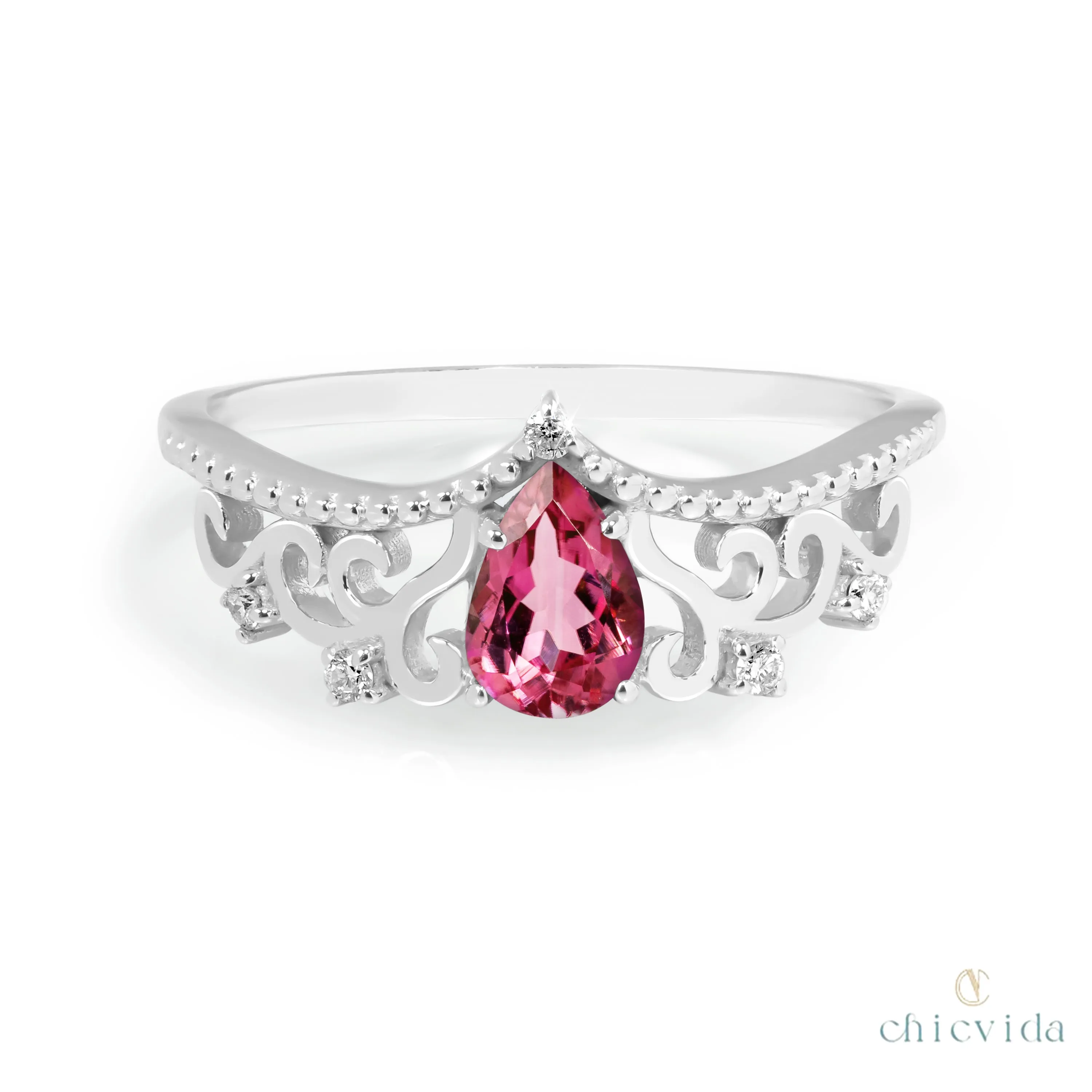 Diadem Pear Ring