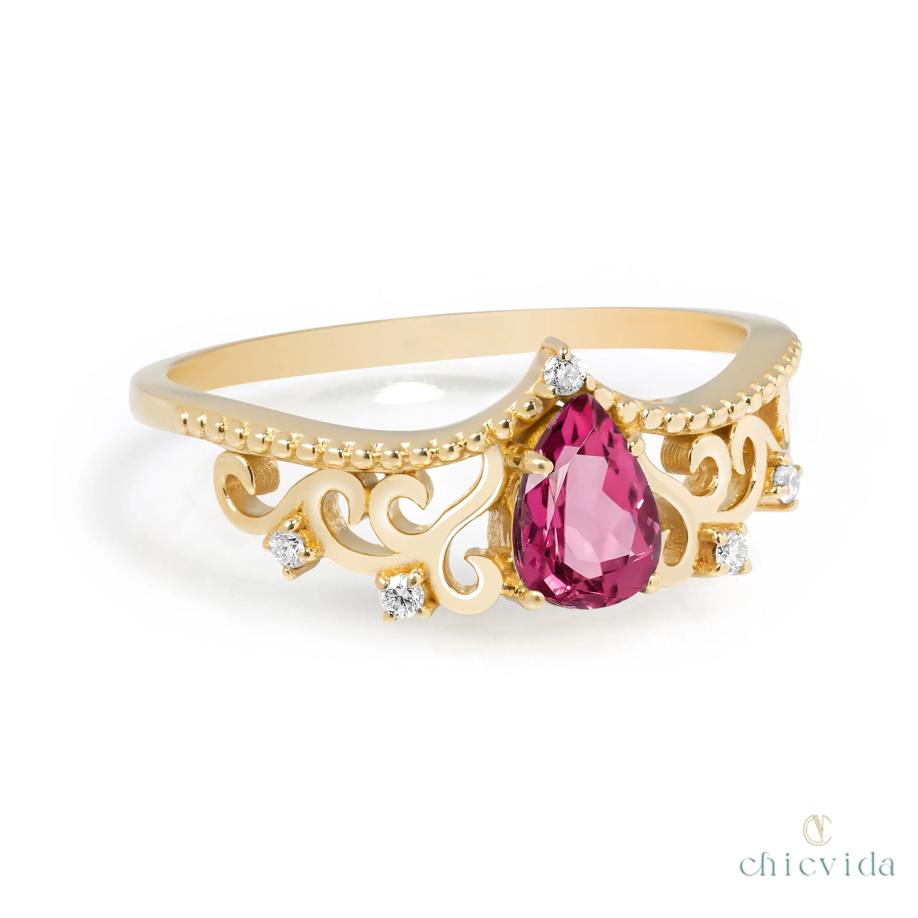 Diadem Pear Ring