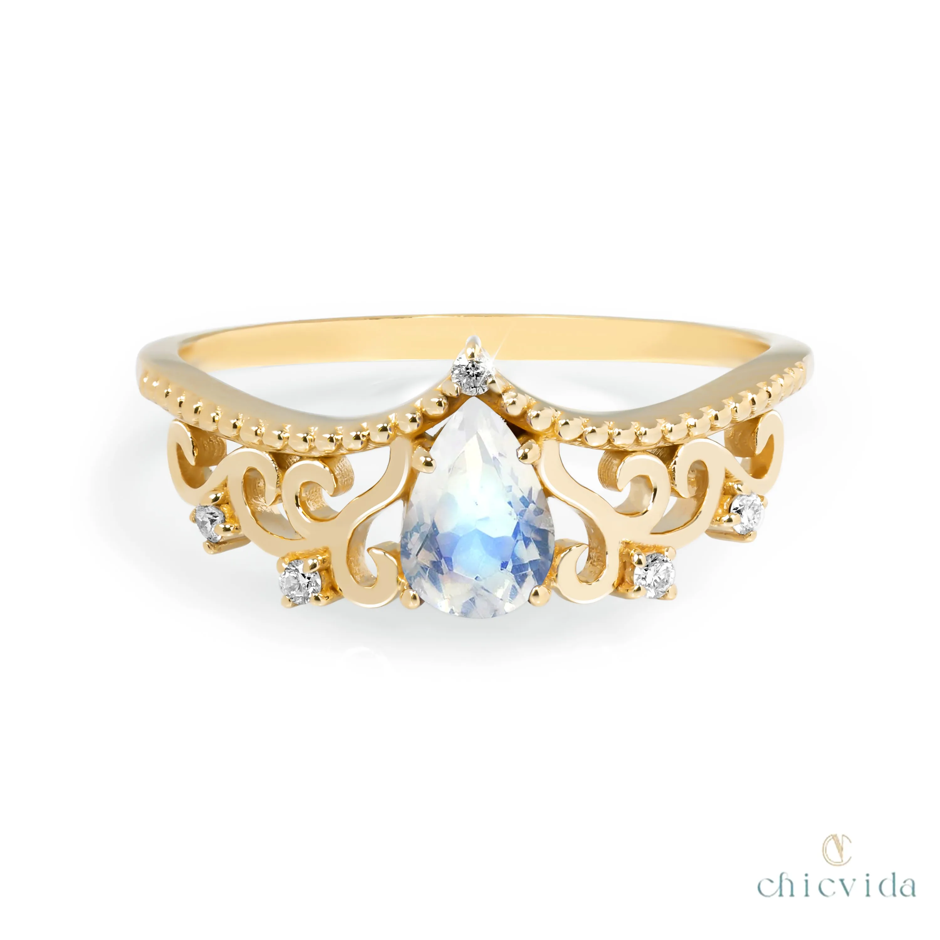 Diadem Pear Ring