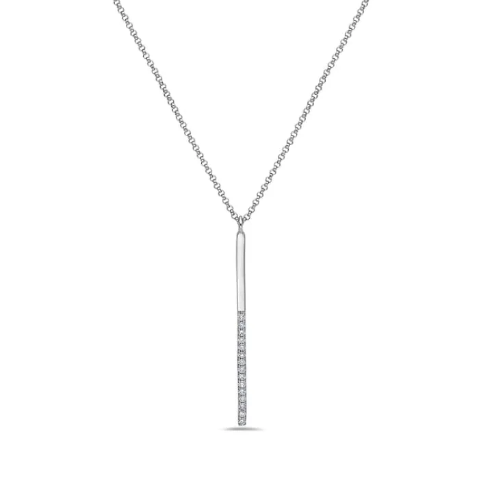 Diamond and Polished Vertical Bar Necklace