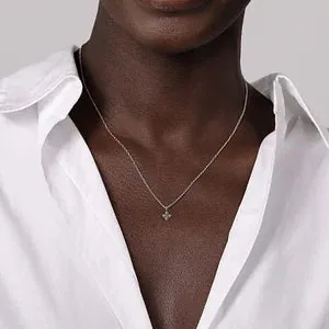 Diamond Floral Shape Necklace in 14K White Gold