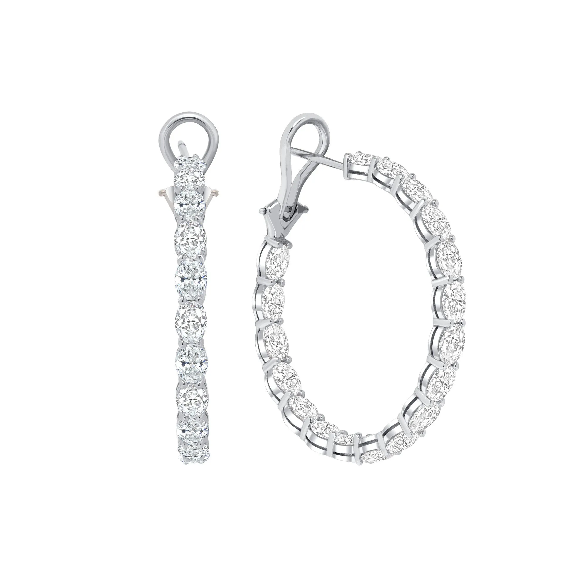 Diamond White Gold Hoops