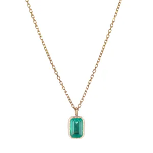 Emerald Cut Emerald Wisp Necklace (ready to ship option)*