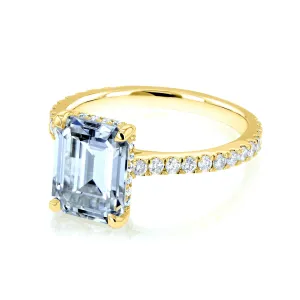 Emerald-cut Moissanite and Diamond Engagement Ring 2 7/8 CTW 14k Yellow Gold