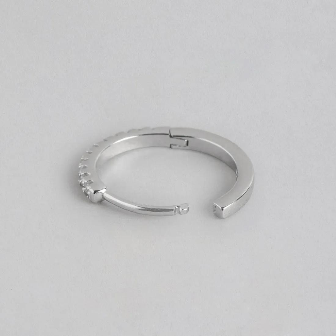 Eternal Hoop One Line CZ Radiance Rhodium-Plated Earrings