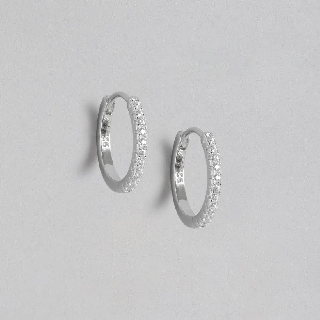 Eternal Hoop One Line CZ Radiance Rhodium-Plated Earrings