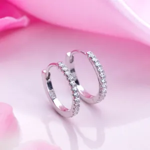 Eternal Hoop One Line CZ Radiance Rhodium-Plated Earrings
