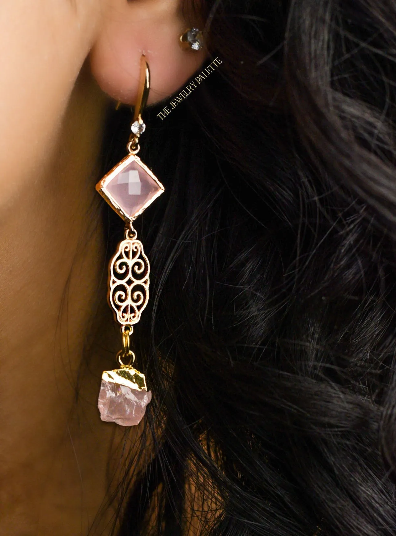 Farah ruby, filigree and purple crystal earrings