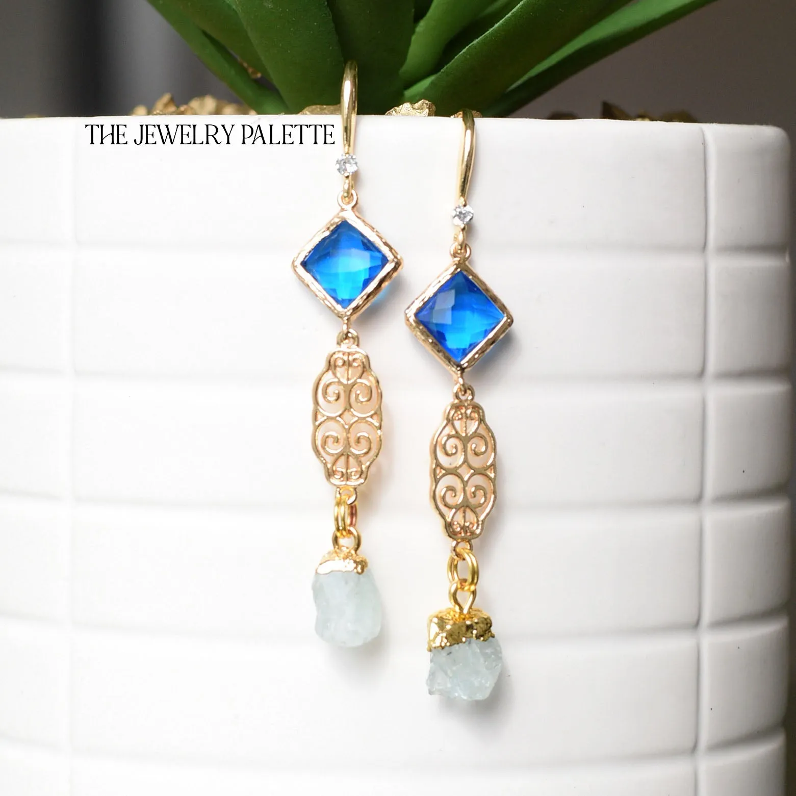 Farah ruby, filigree and purple crystal earrings