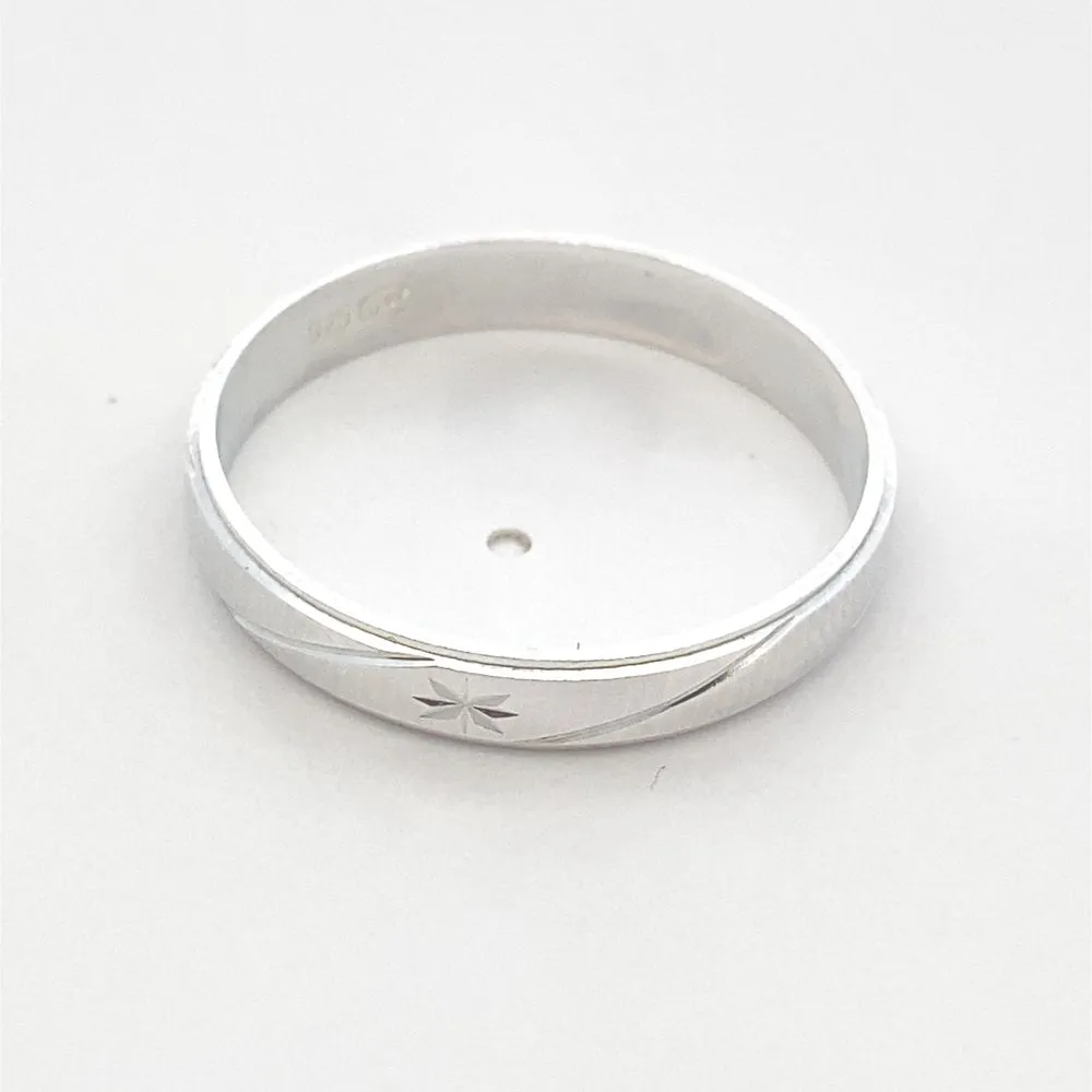 Flint Carved 925 Sterling silver Wedding Band Ring