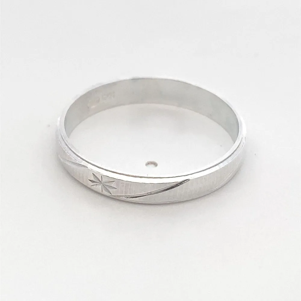 Flint Carved 925 Sterling silver Wedding Band Ring