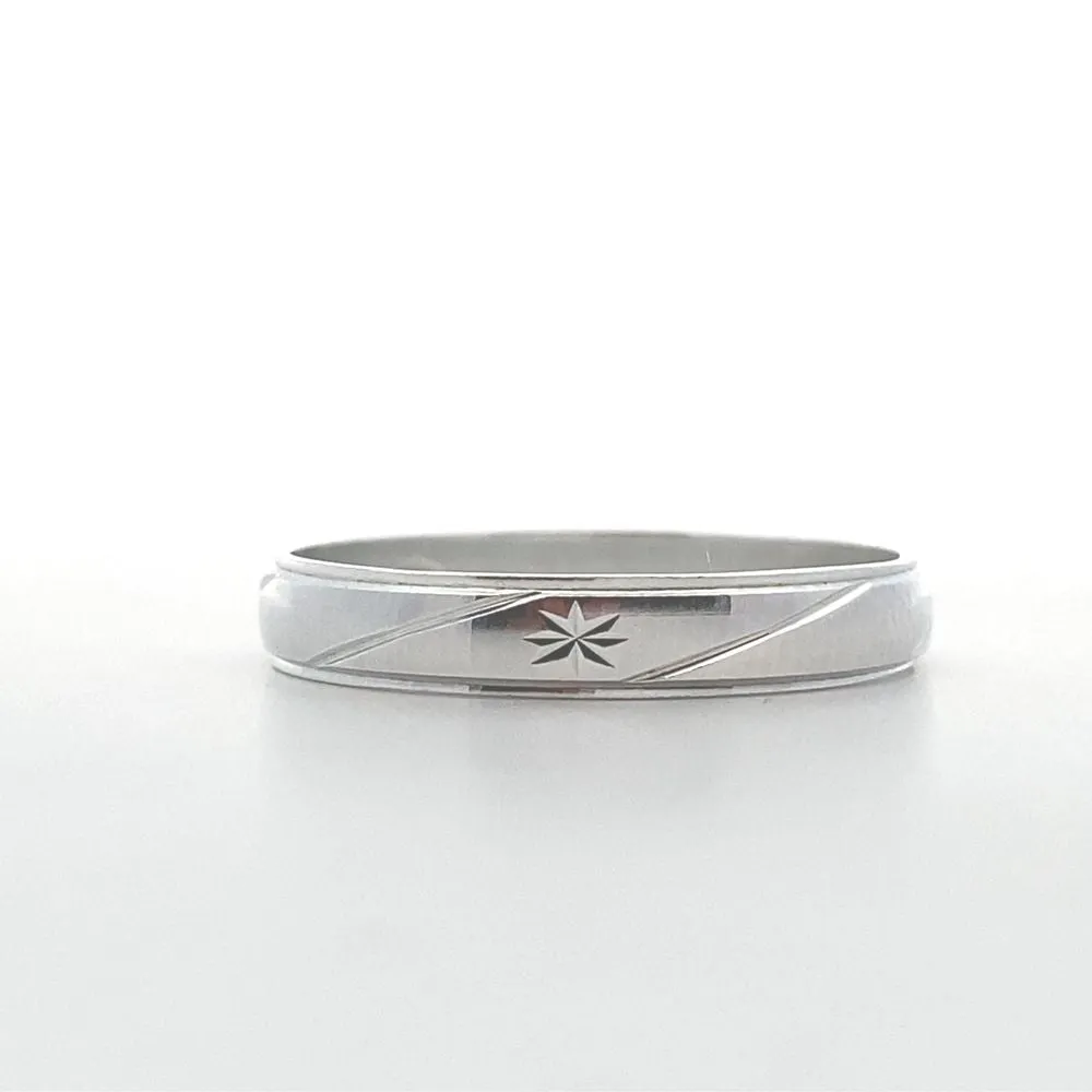 Flint Carved 925 Sterling silver Wedding Band Ring