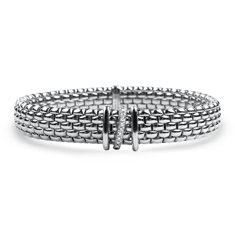 Fope Panorama Flex'it 18k White Gold Bracelet with Diamonds