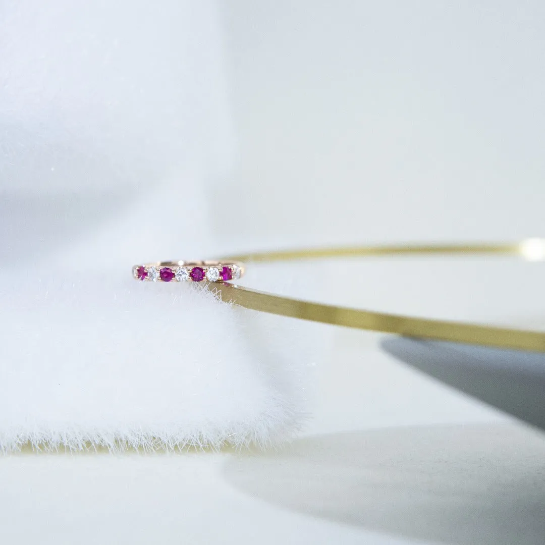 For Her Jewellery - 18K Rose Gold Ruby and Diamond Ring