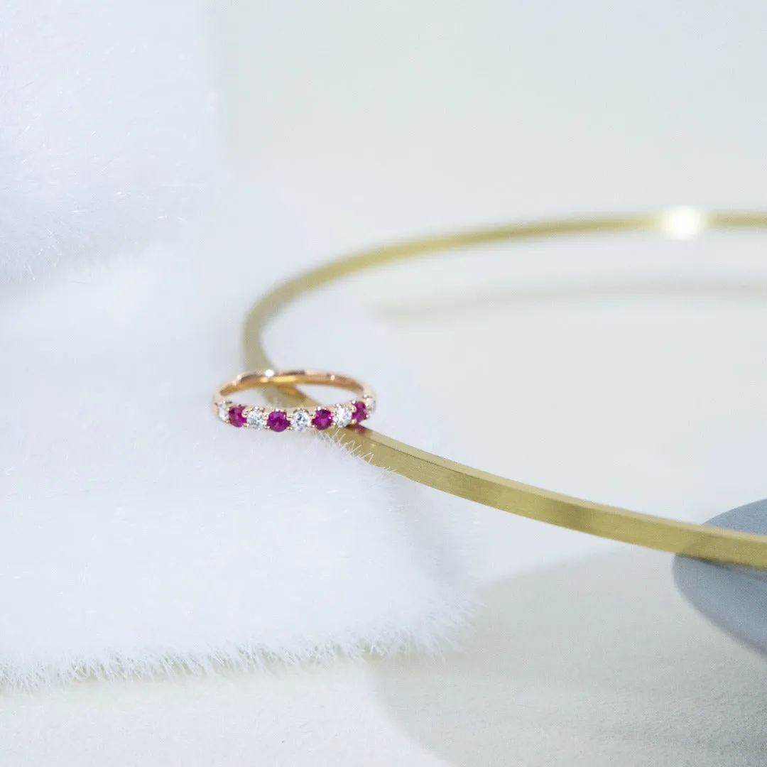 For Her Jewellery - 18K Rose Gold Ruby and Diamond Ring