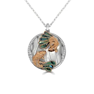 Frederic Sage 14K White and Rose Gold Medium Koi Pendant on Paperclip Chain