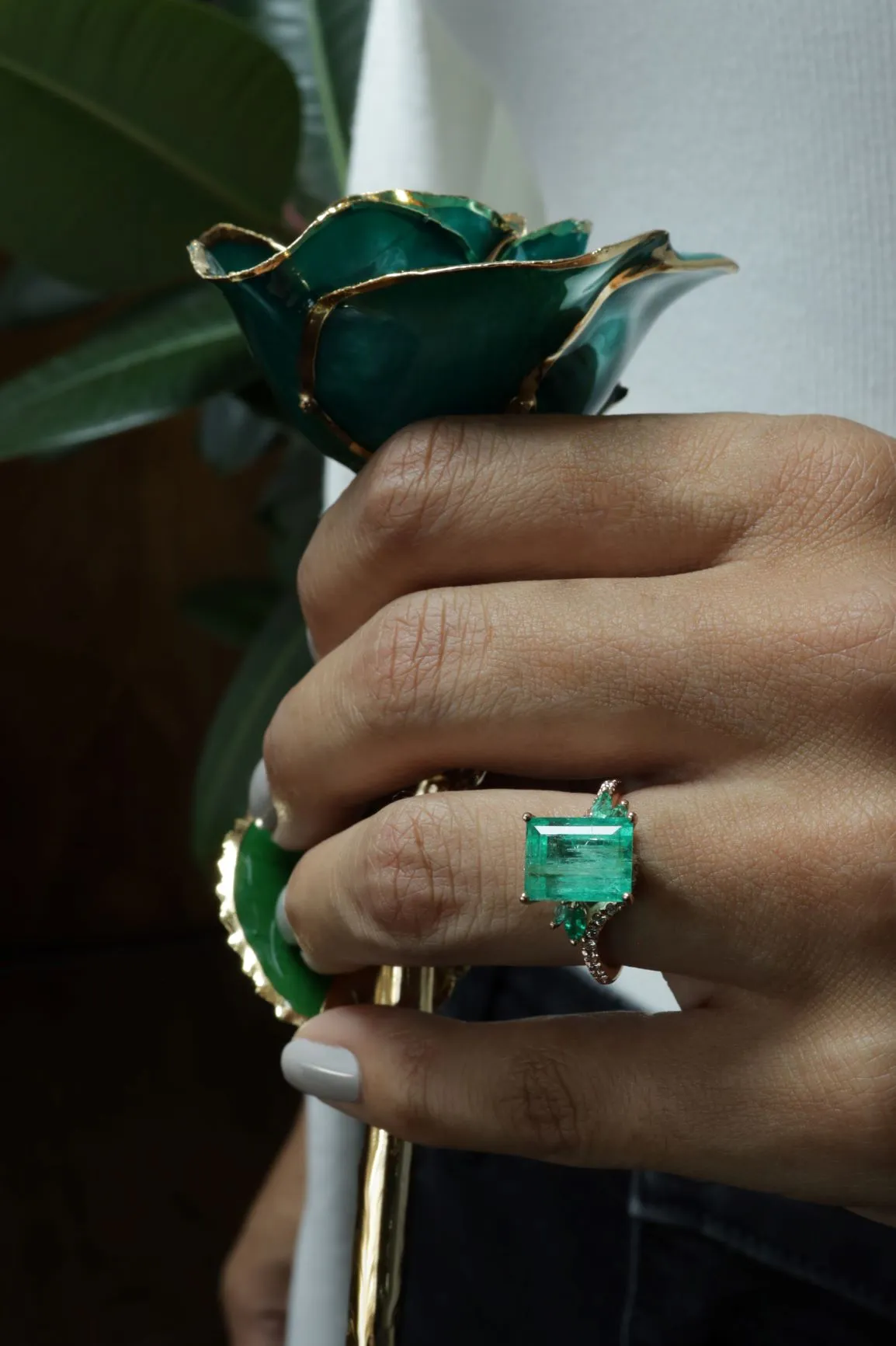 GIA Certified 4.75 ct Emerald and Diamond Ring