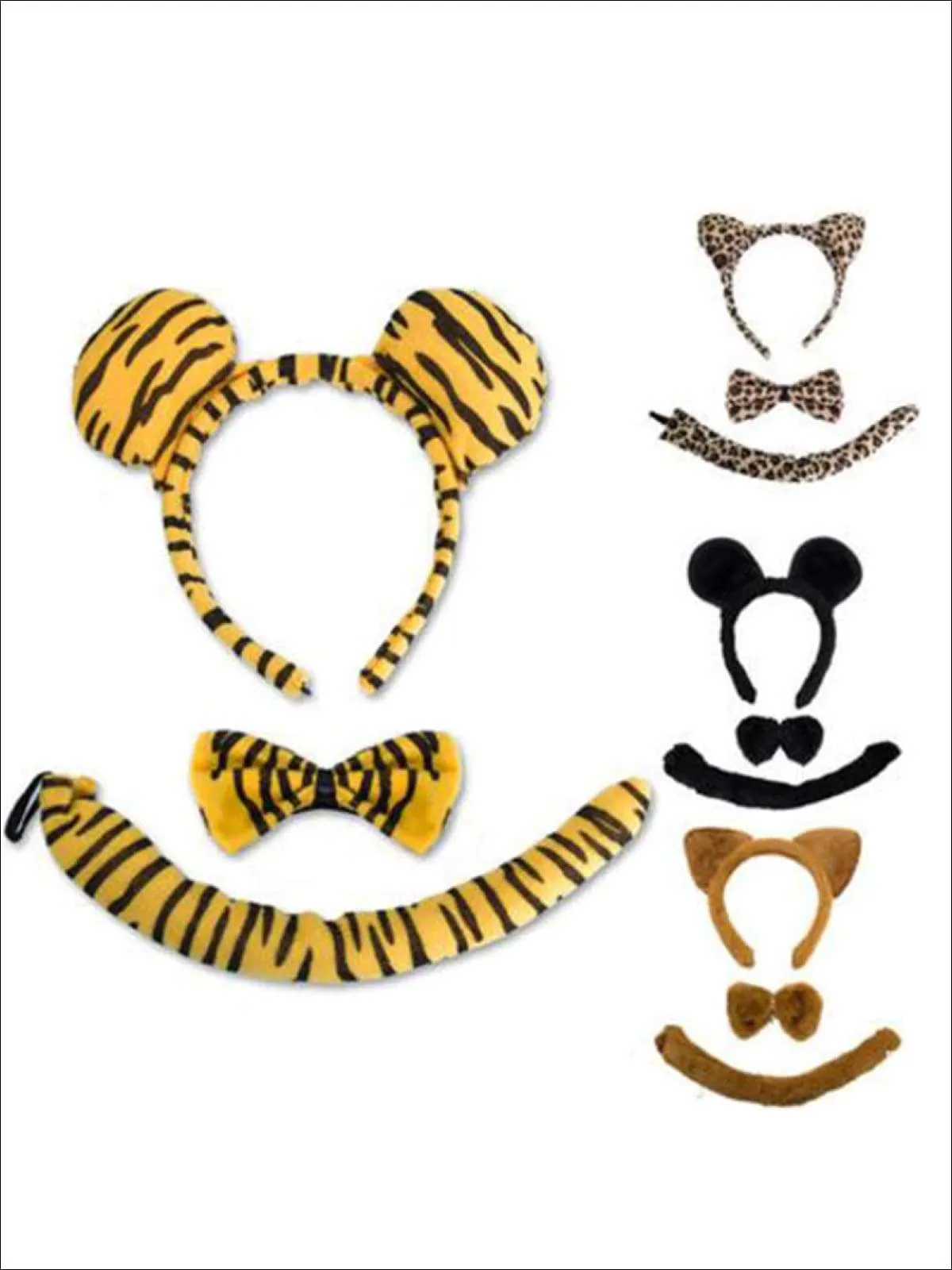 Girls Animal Print Headband with Matching Tail & Bow Tie