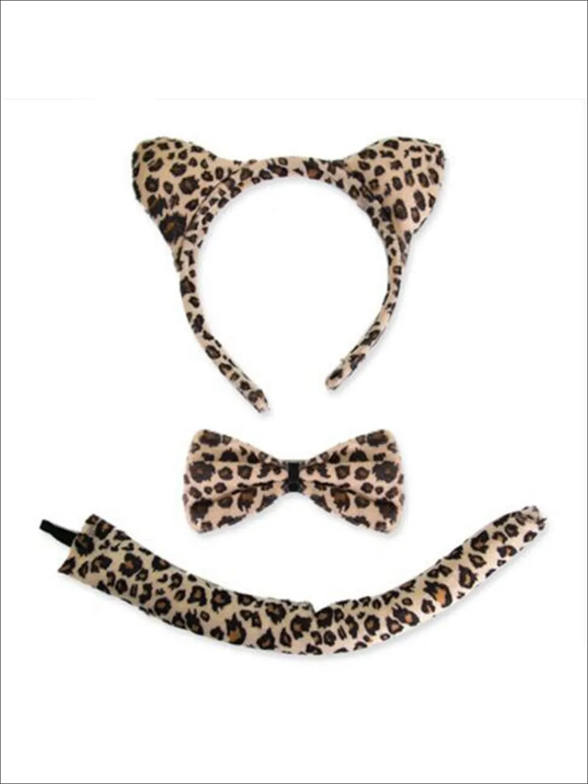 Girls Animal Print Headband with Matching Tail & Bow Tie