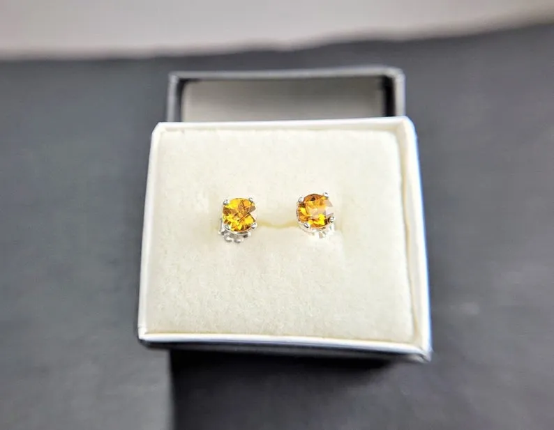 Golden Citrine Stud Earrings