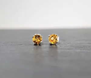 Golden Citrine Stud Earrings