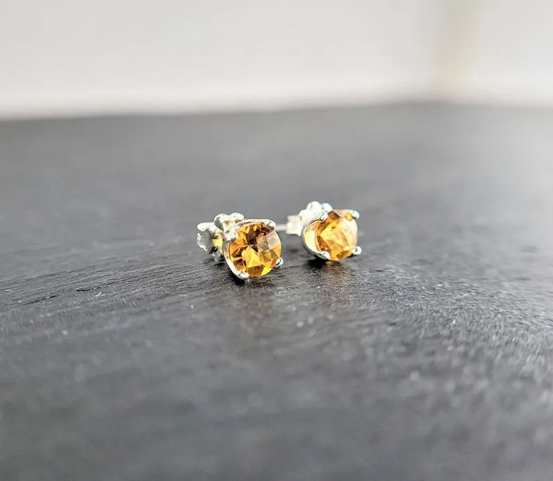 Golden Citrine Stud Earrings